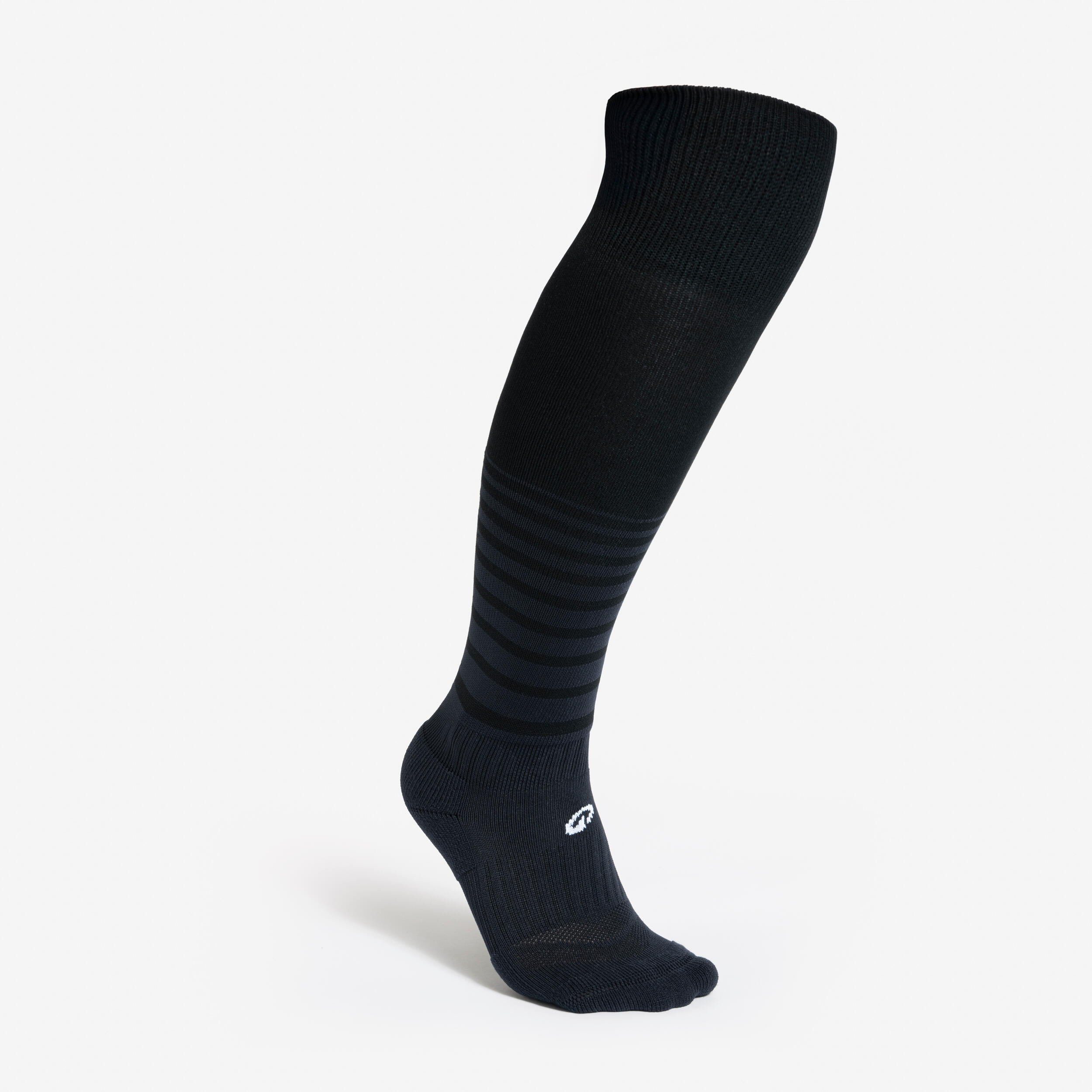 Kids' Football Socks F500 - Black with Stripes