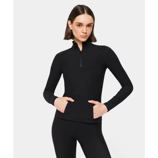 Longsleeve Carpatree prążkowany z kieszenią Onyx Flow czarny