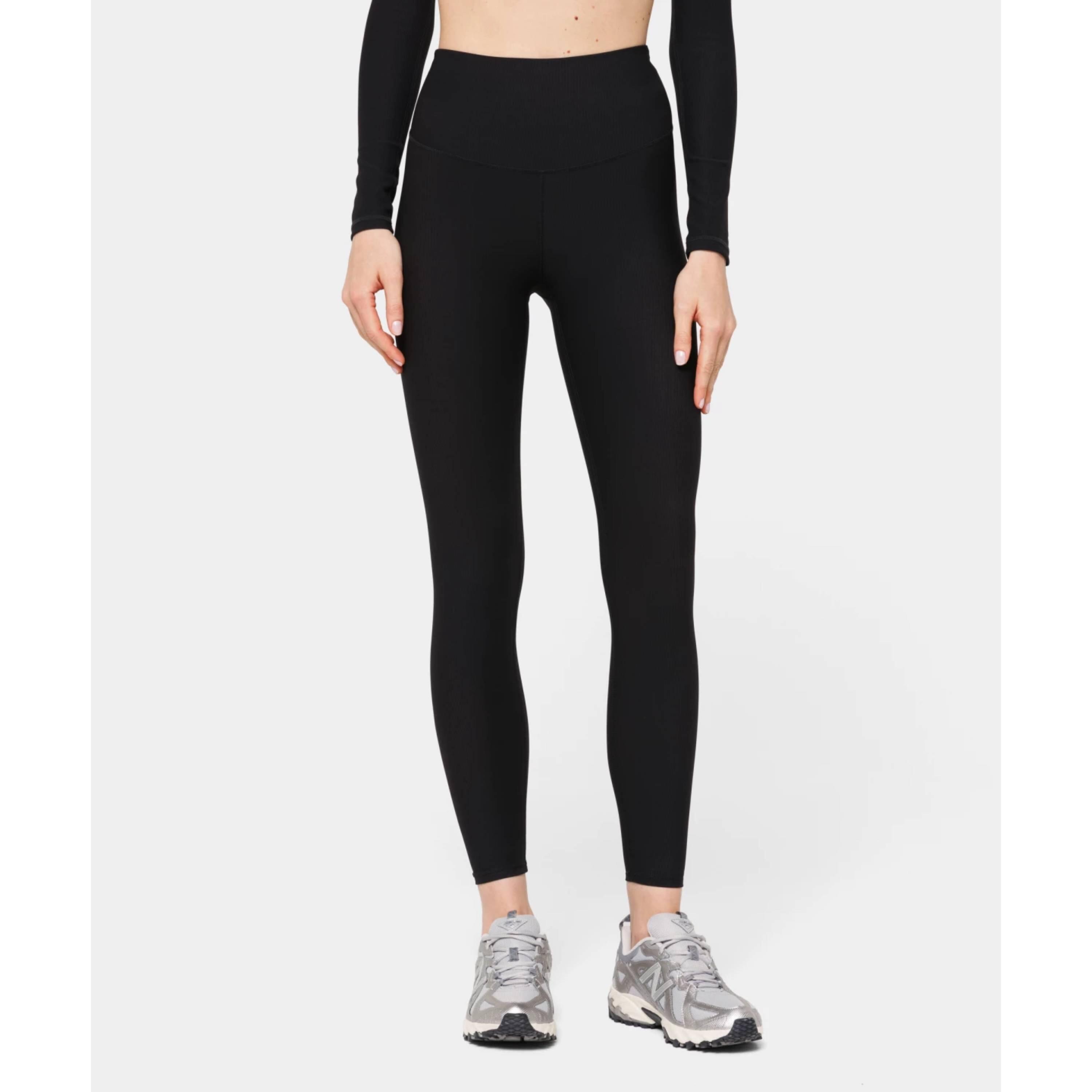 Legginsy Carpatree prążkowane z kieszenią Onyx Flow czarne 1/4