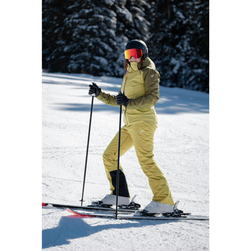 Geacă de schi și snowboard JKT 500 călduroasă și impermeabilă kaki Damă 