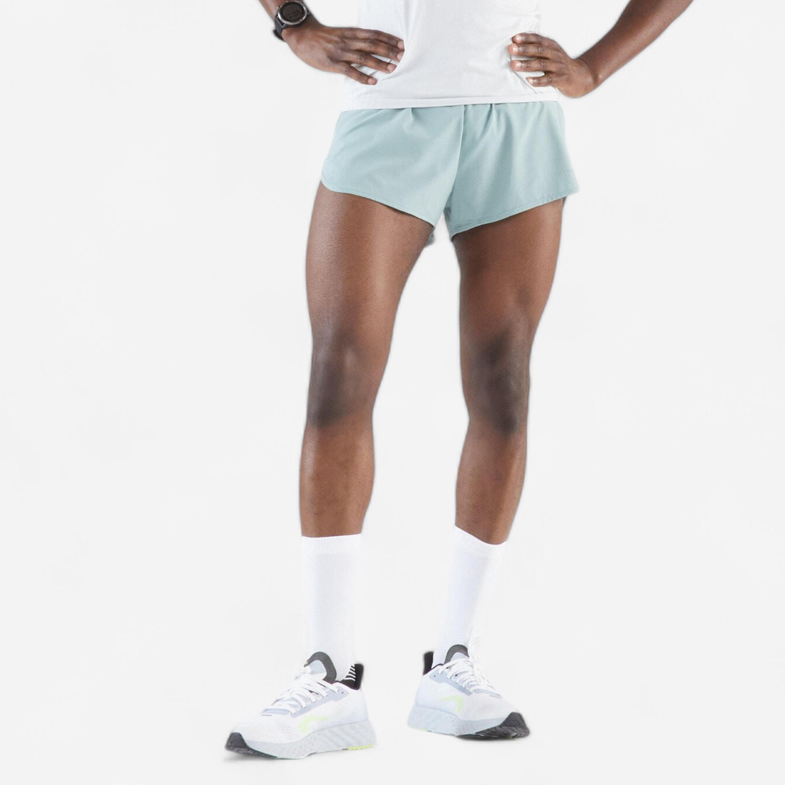 Men's KIPRUN Run 500 Comfort Split running shorts - Acid green