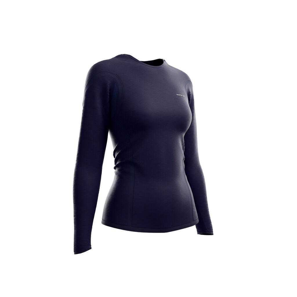 חולצת ריצה ארוכה ללא תפרים לנשים, דגם KIPRUN Run 500 - כחול