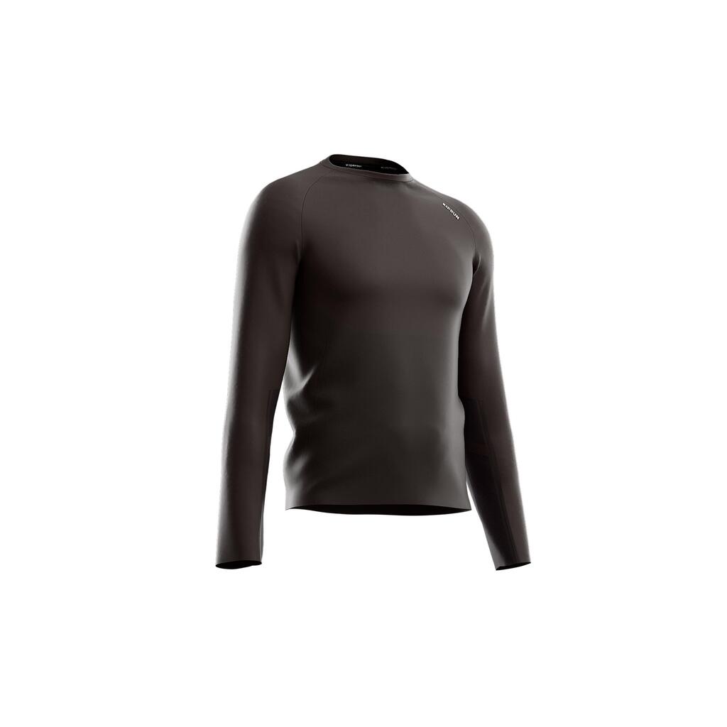 חולצת ריצה ארוכה ללא תפרים לגברים, דגם KIPRUN 500 - שחור