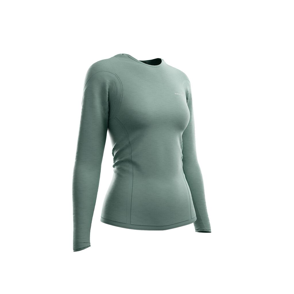 חולצת ריצה ארוכה ללא תפרים לנשים, דגם KIPRUN Run 500 - ירוק