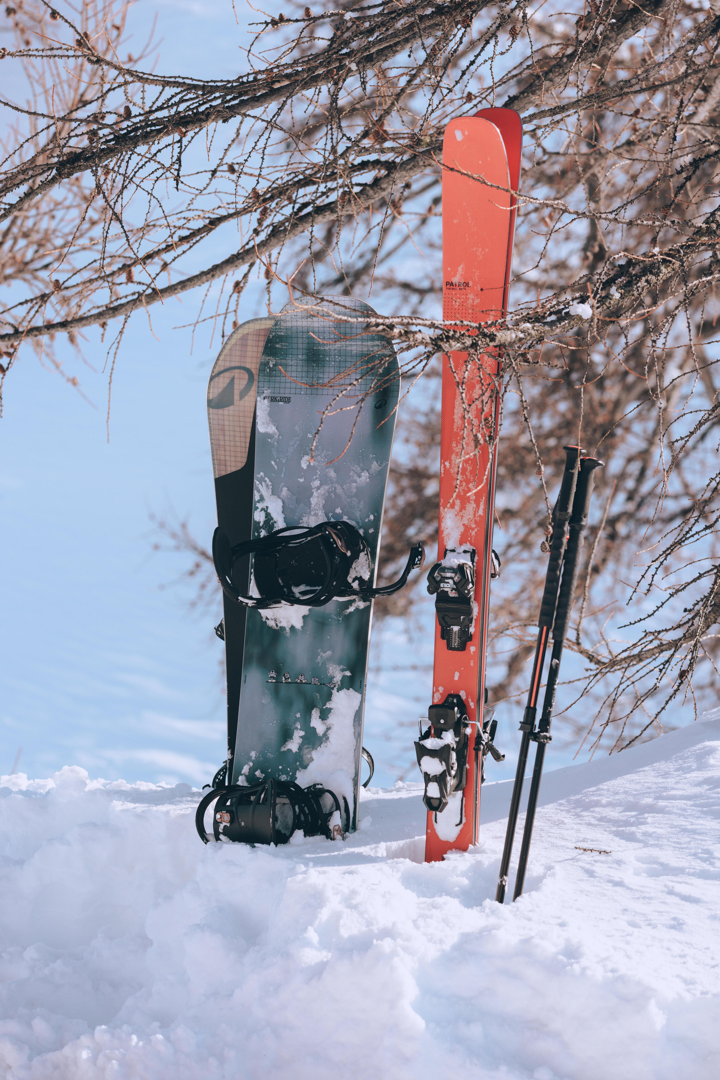 Skis All Mountain dupla estrutura titanal, com fixações, Patrol 95 Ti, laranja 12/14