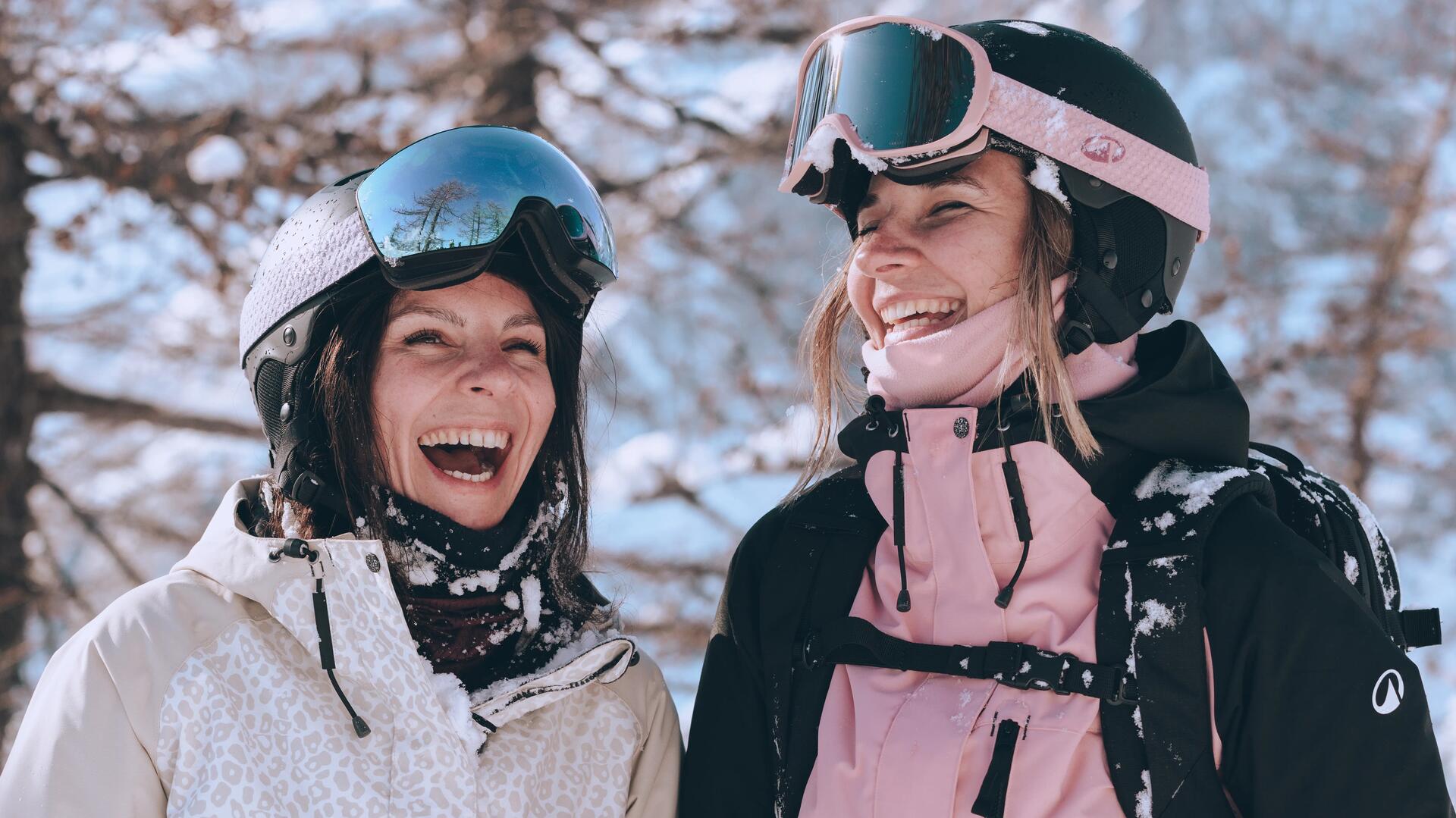 young girl wearing ski goggles