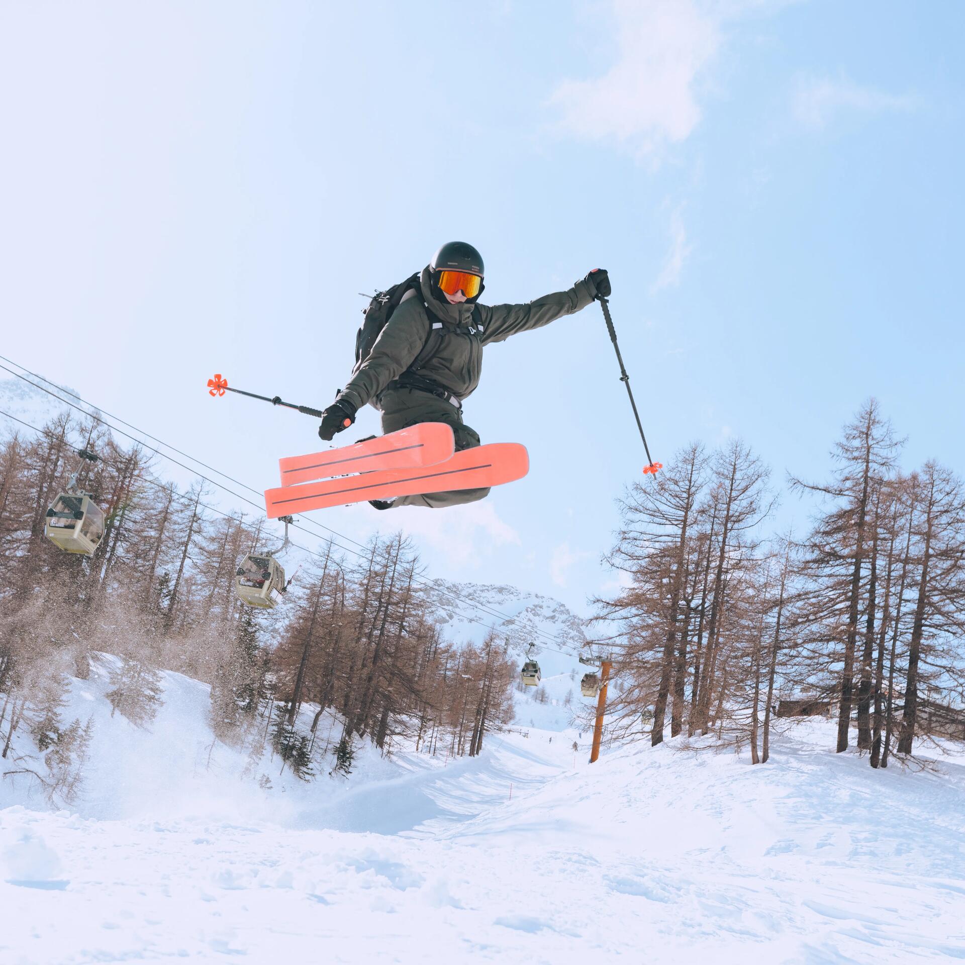 men's freeride skiing snow khaki ski outfit