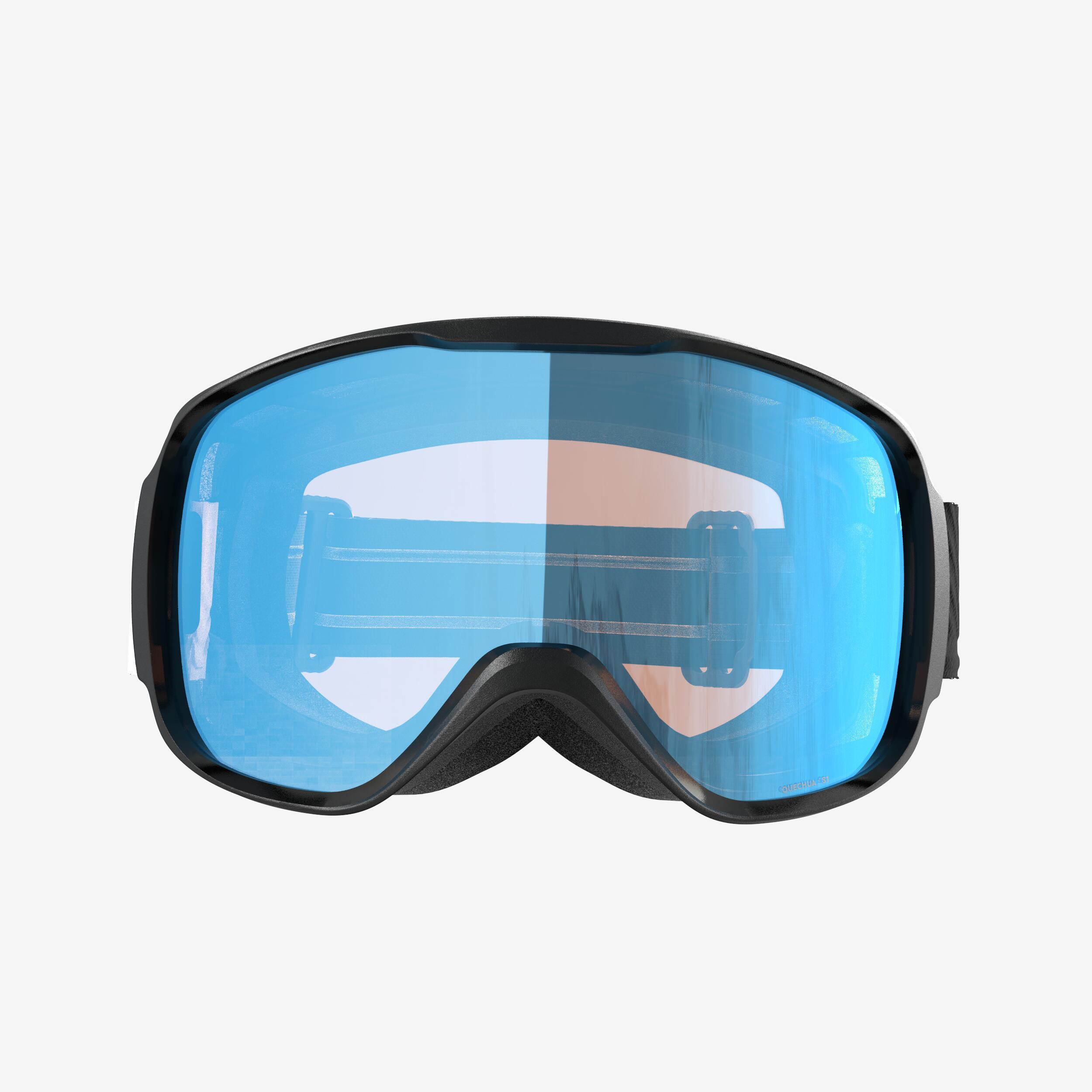 KIDS’ AND ADULT SKIING AND SNOWBOARDING GOGGLES BAD WEATHER - G 500 S1 - BLACK