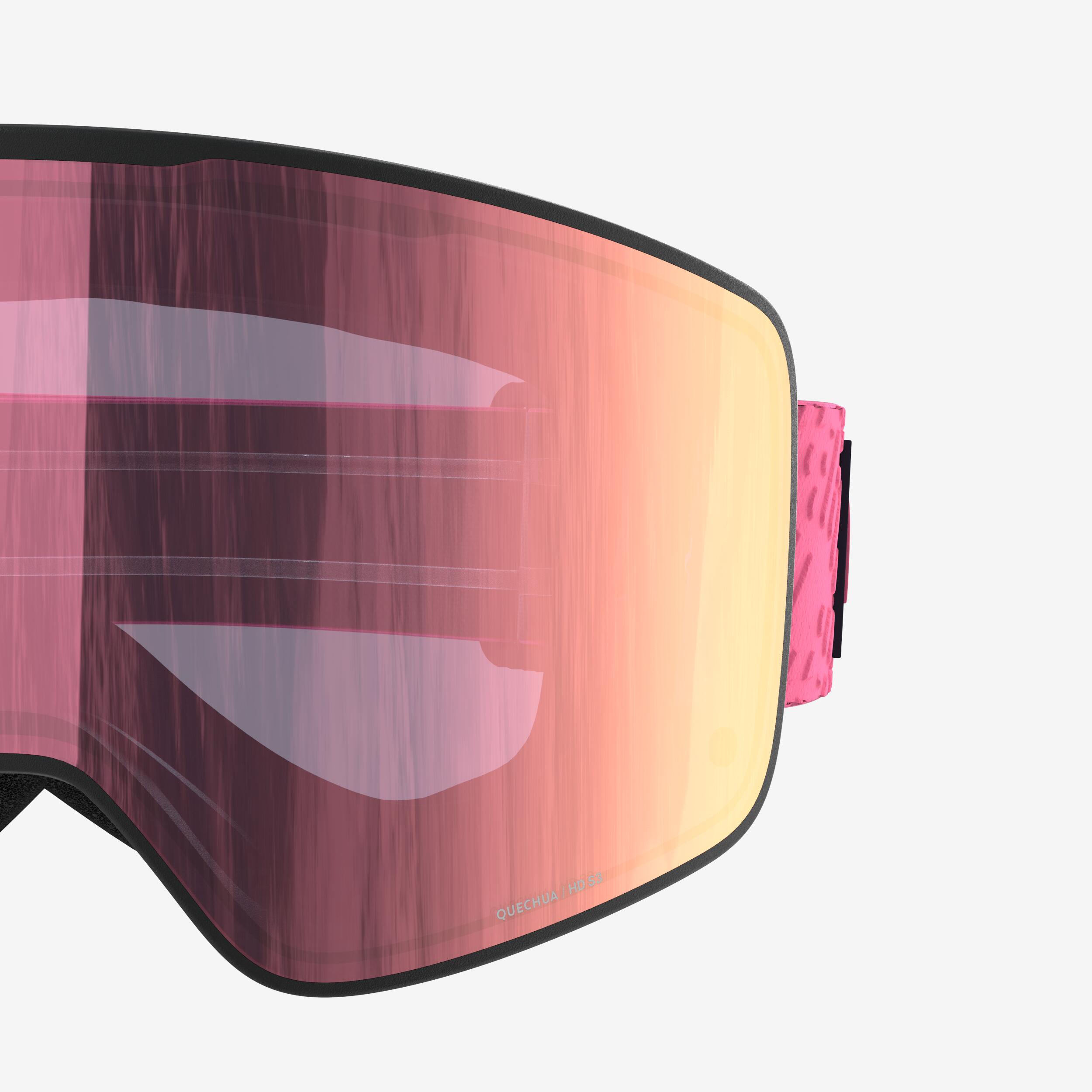 Máscara cilíndrica ski bom tempo intercambiável adulto e criança G 900 C HD rosa 4/11
