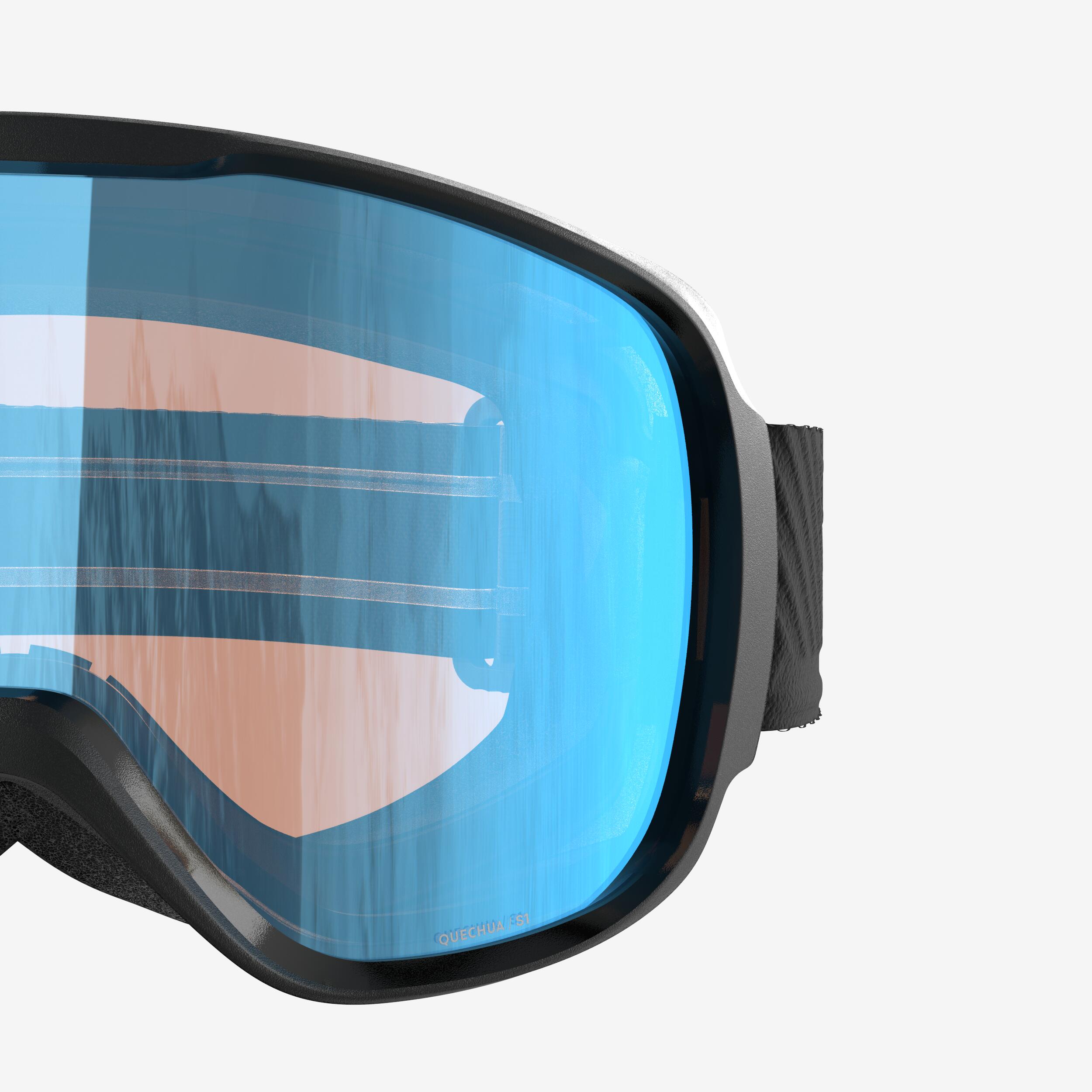 KIDS’ AND ADULT SKIING AND SNOWBOARDING GOGGLES BAD WEATHER - G 500 S1 - BLACK