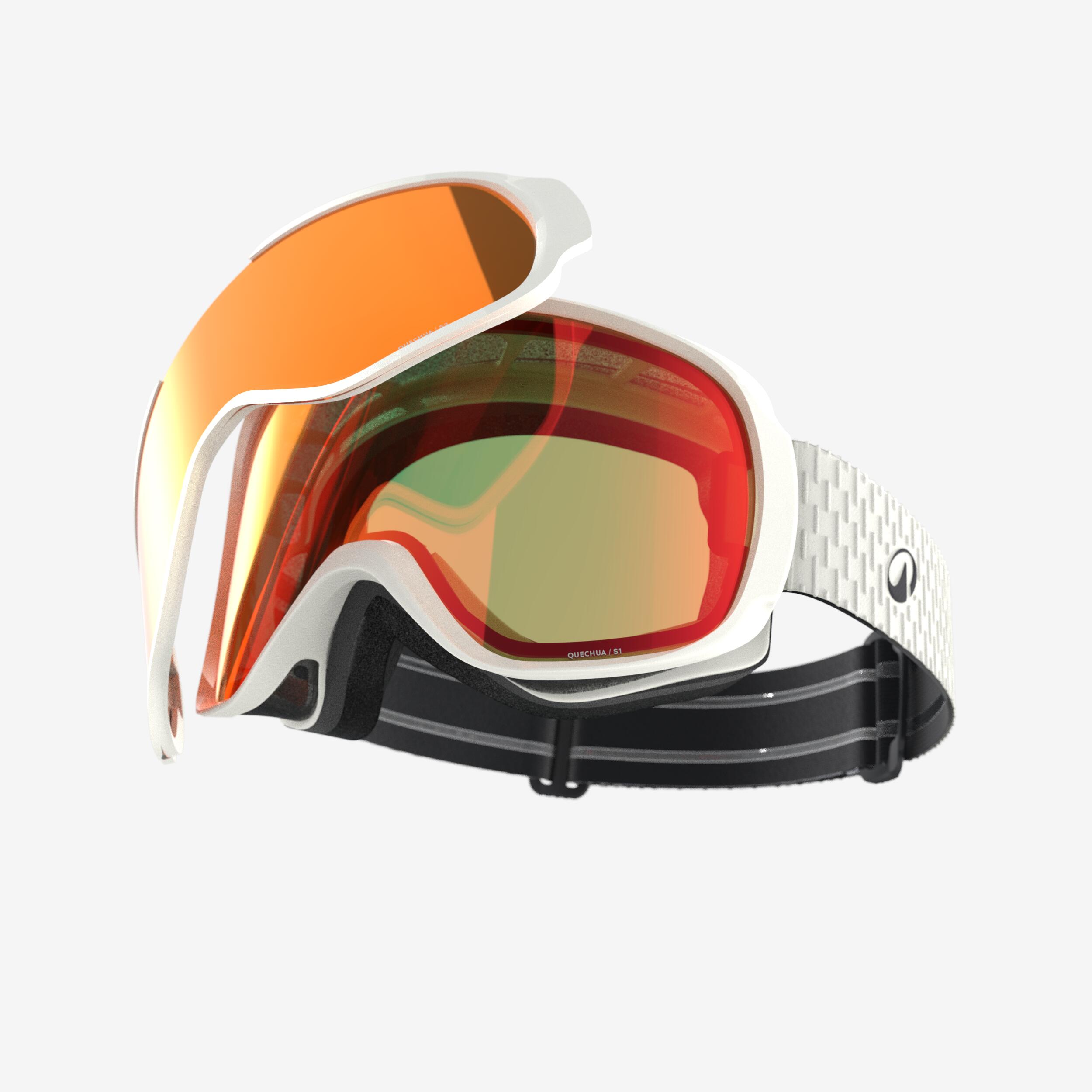 Máscara de ski/snowboard g 500 i adulto e criança qualquer tempo - branco