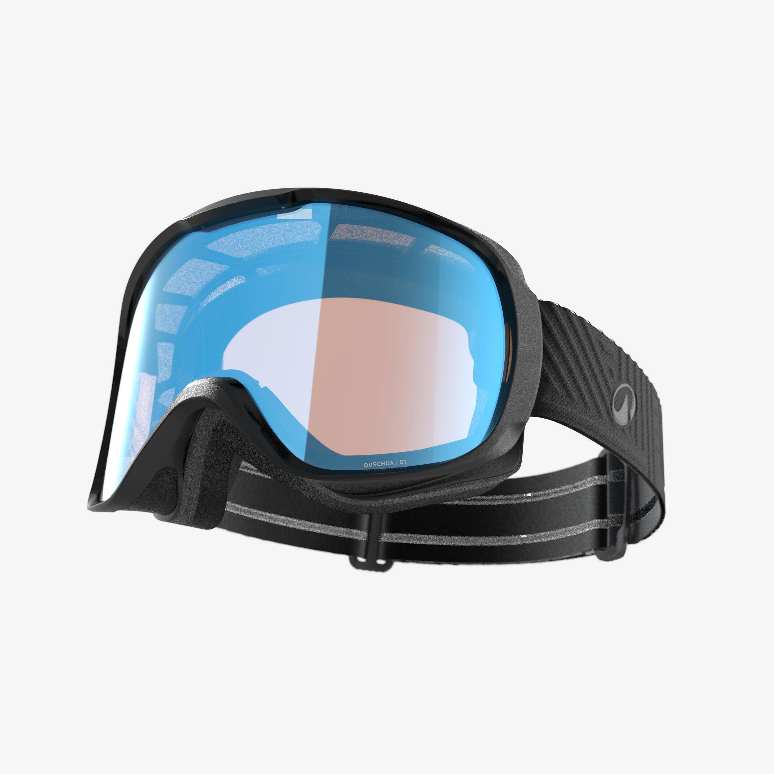 KIDS’ AND ADULT SKIING AND SNOWBOARDING GOGGLES BAD WEATHER - G 500 S1 - BLACK