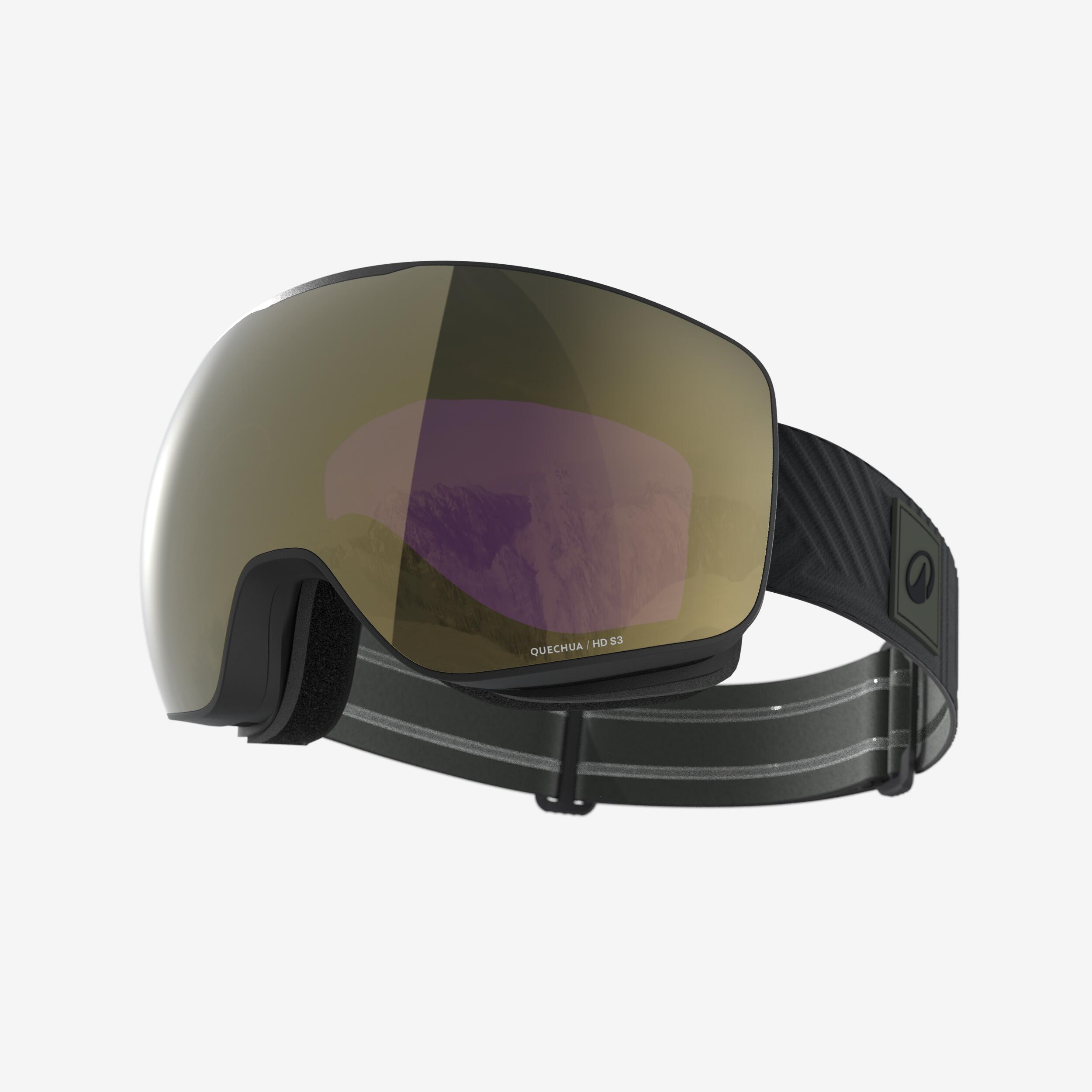 WEDZE Lyžiarske okuliare G 900 S HD do pekného počasia pre dospelých i deti kaki L