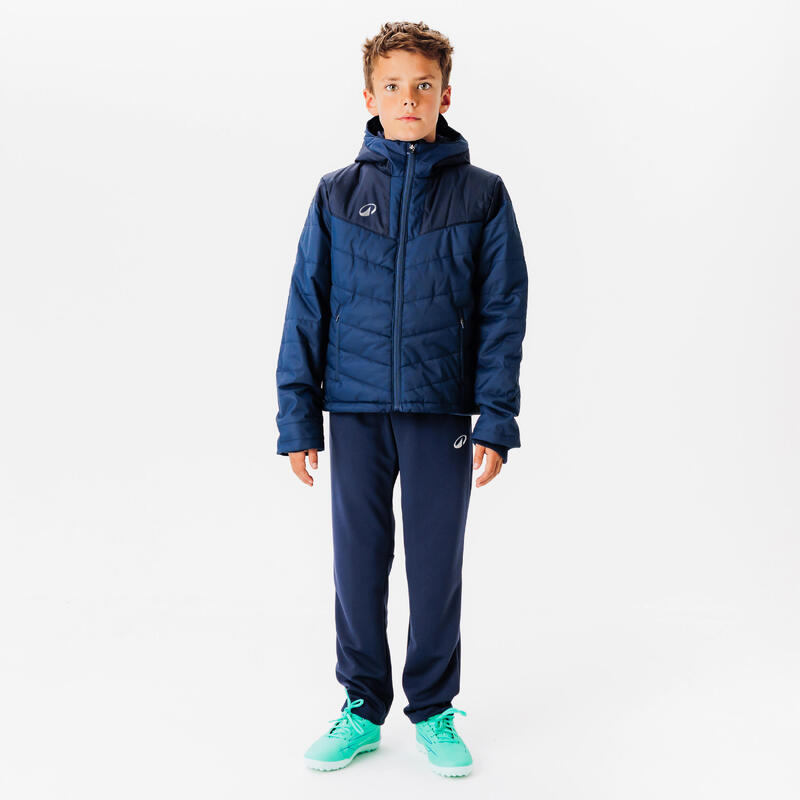 VESTE CHAUDE DE FOOTBALL COURTE ENFANT BLEUE MARINE