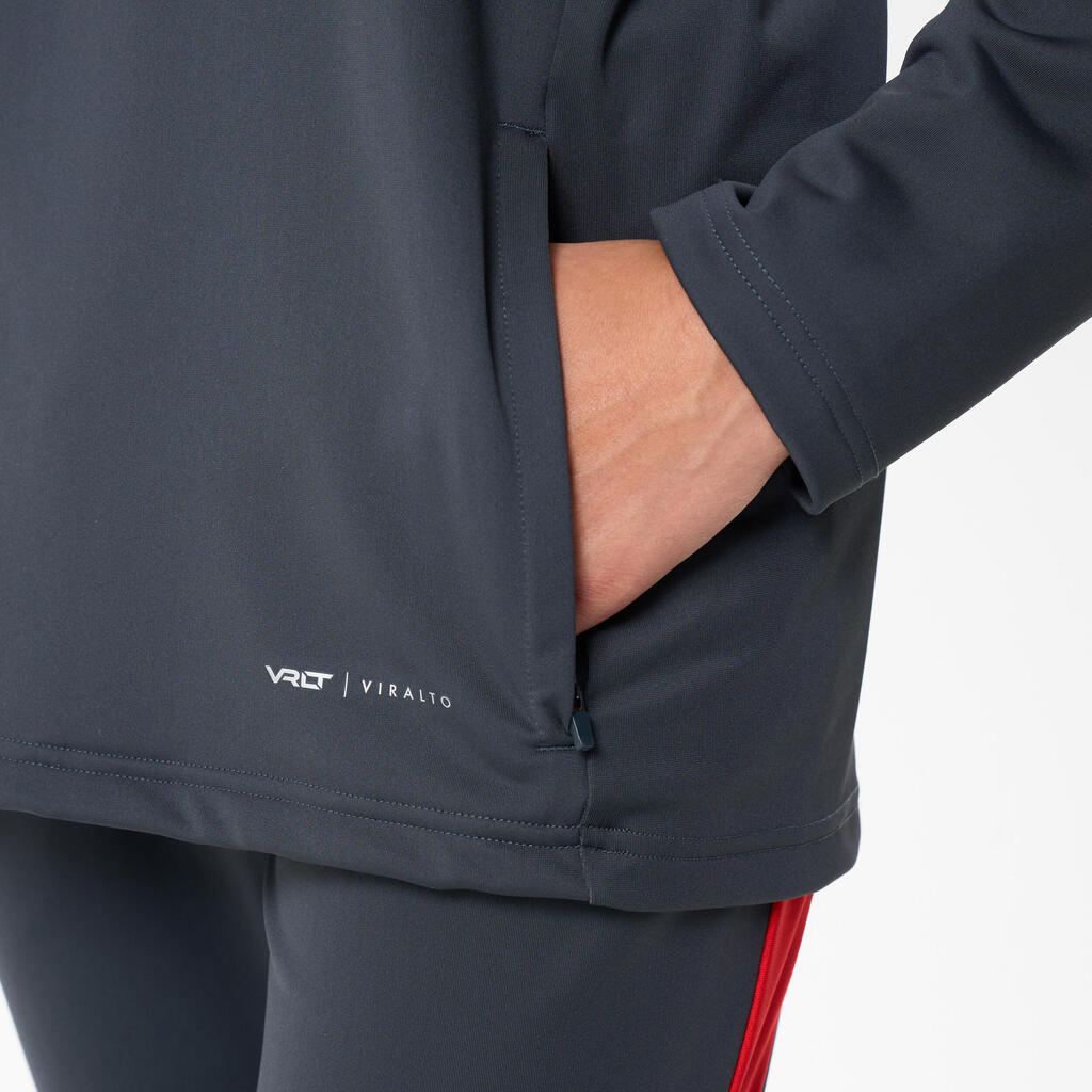 Siva in zelena majica z dolgimi rokavi 1/2-zip VIRALTO PXL