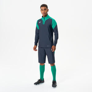 Sudadera de fútbol 1/2 cremallera VIRALTO CLUB gris carbono y verde