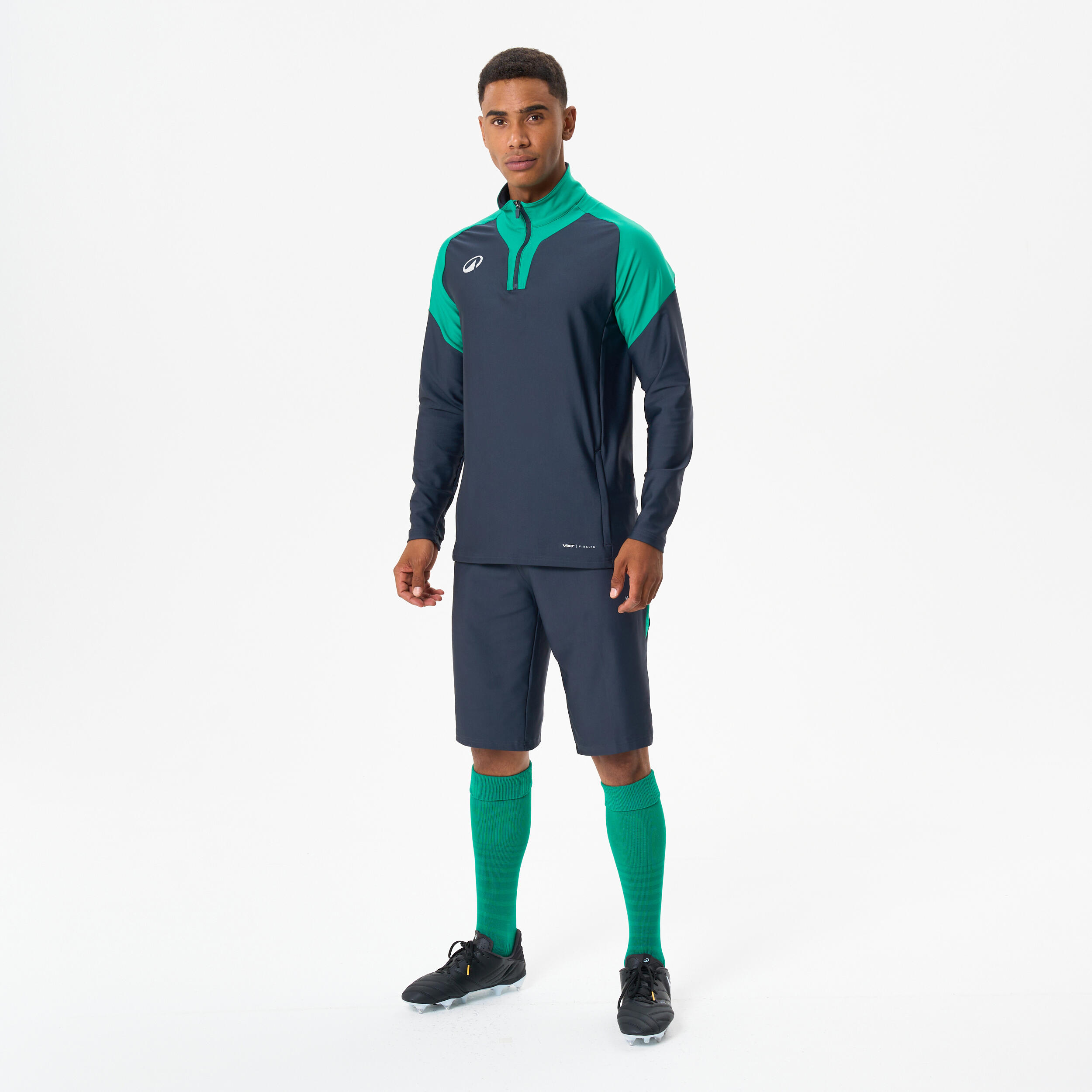 Sweat de football 12 zip VIRALTO CLUB carbone et KIPSTA