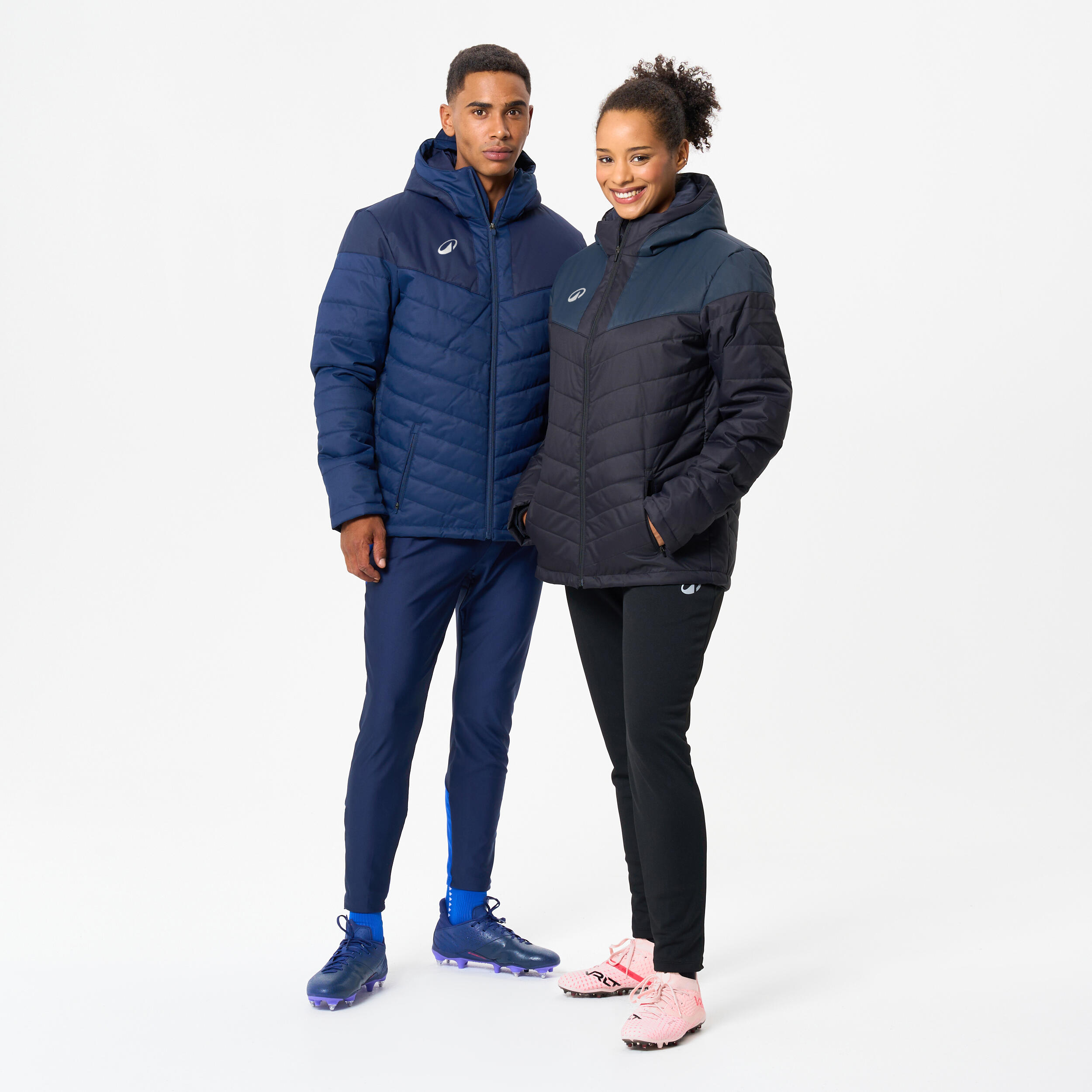 Adult Short Football Jacket Navy Blue KIPSTA Decathlon