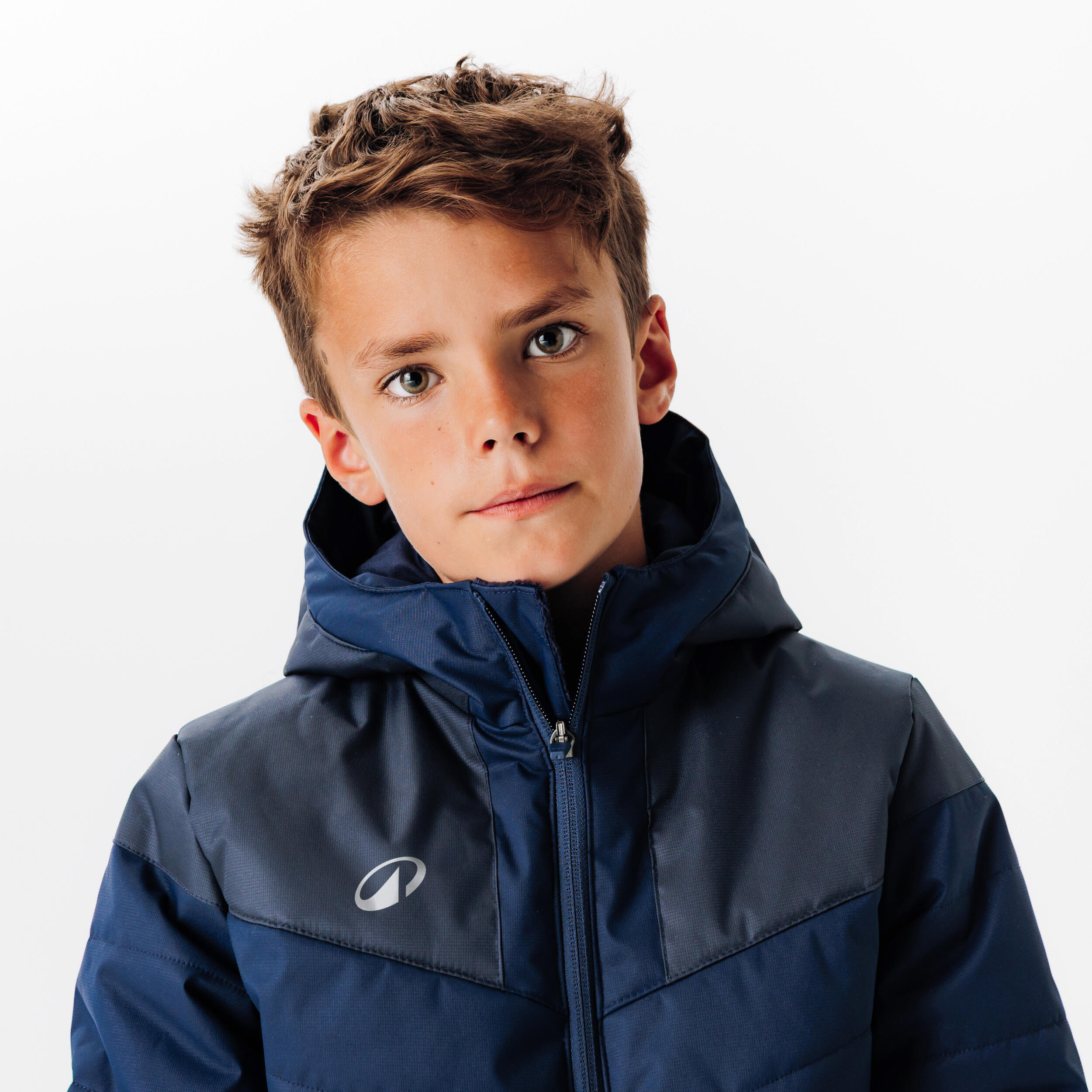 Kids' Football Long Parka Coat TRX Navy KIPSTA Decathlon