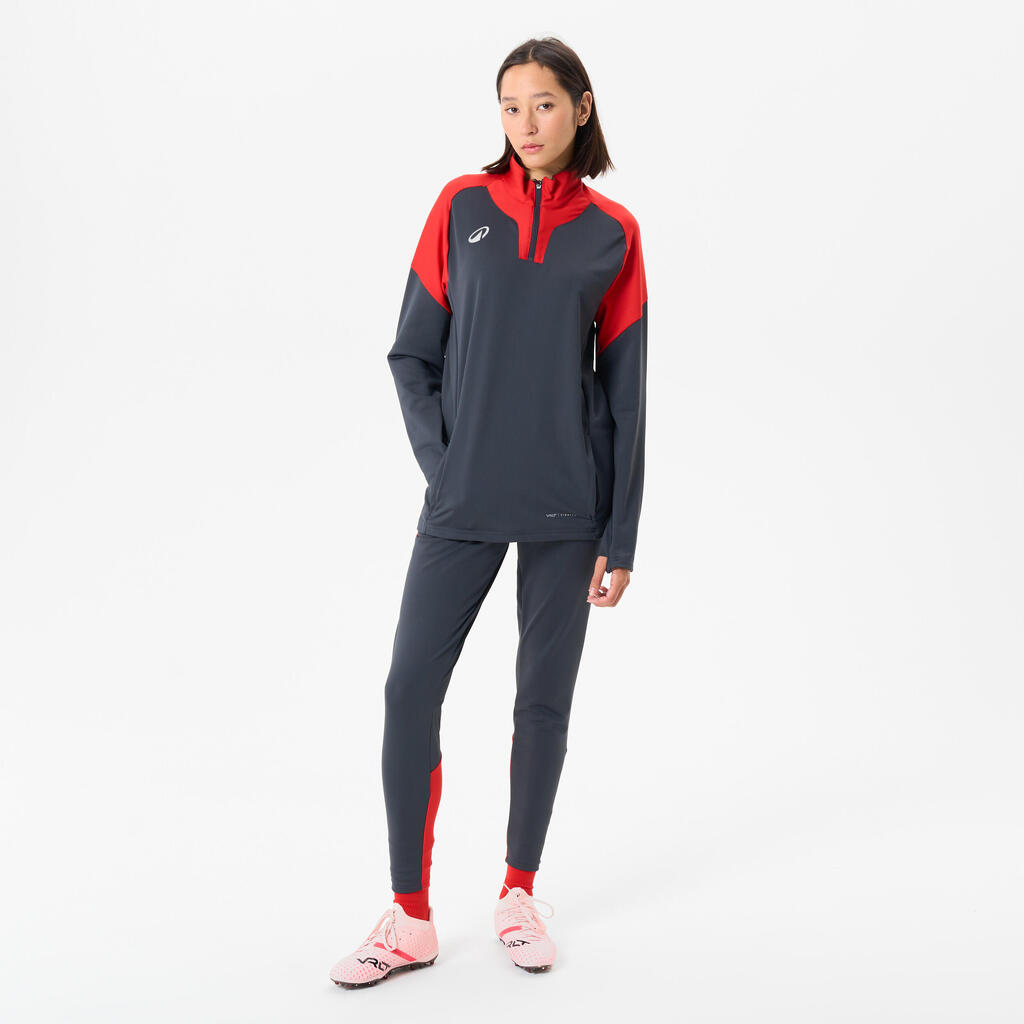 Adult Football Tracksuit Bottoms Viralto Club - Anthracite Grey and Red