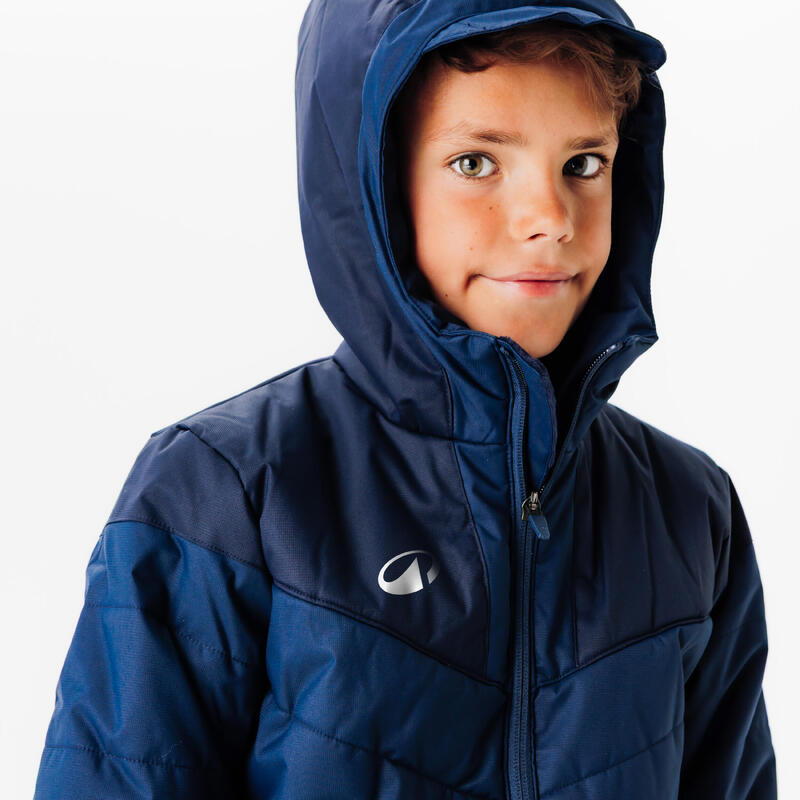 VESTE CHAUDE DE FOOTBALL COURTE ENFANT BLEUE MARINE