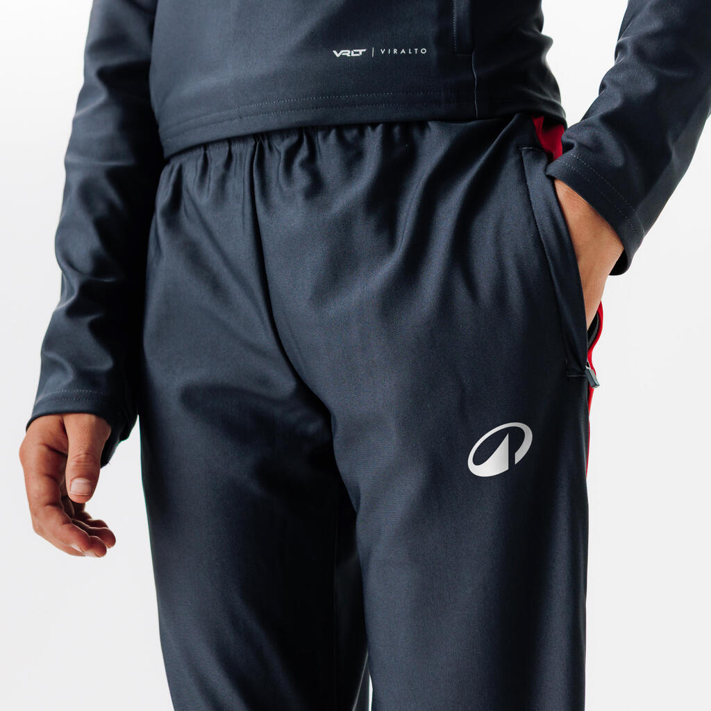 Kids' Football Tracksuit Bottoms - Carbon Grey/Green