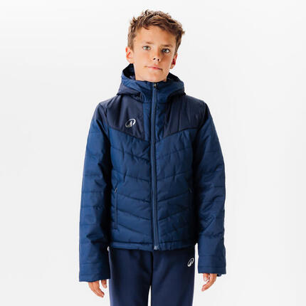VESTE CHAUDE DE FOOTBALL COURTE ENFANT BLEUE MARINE