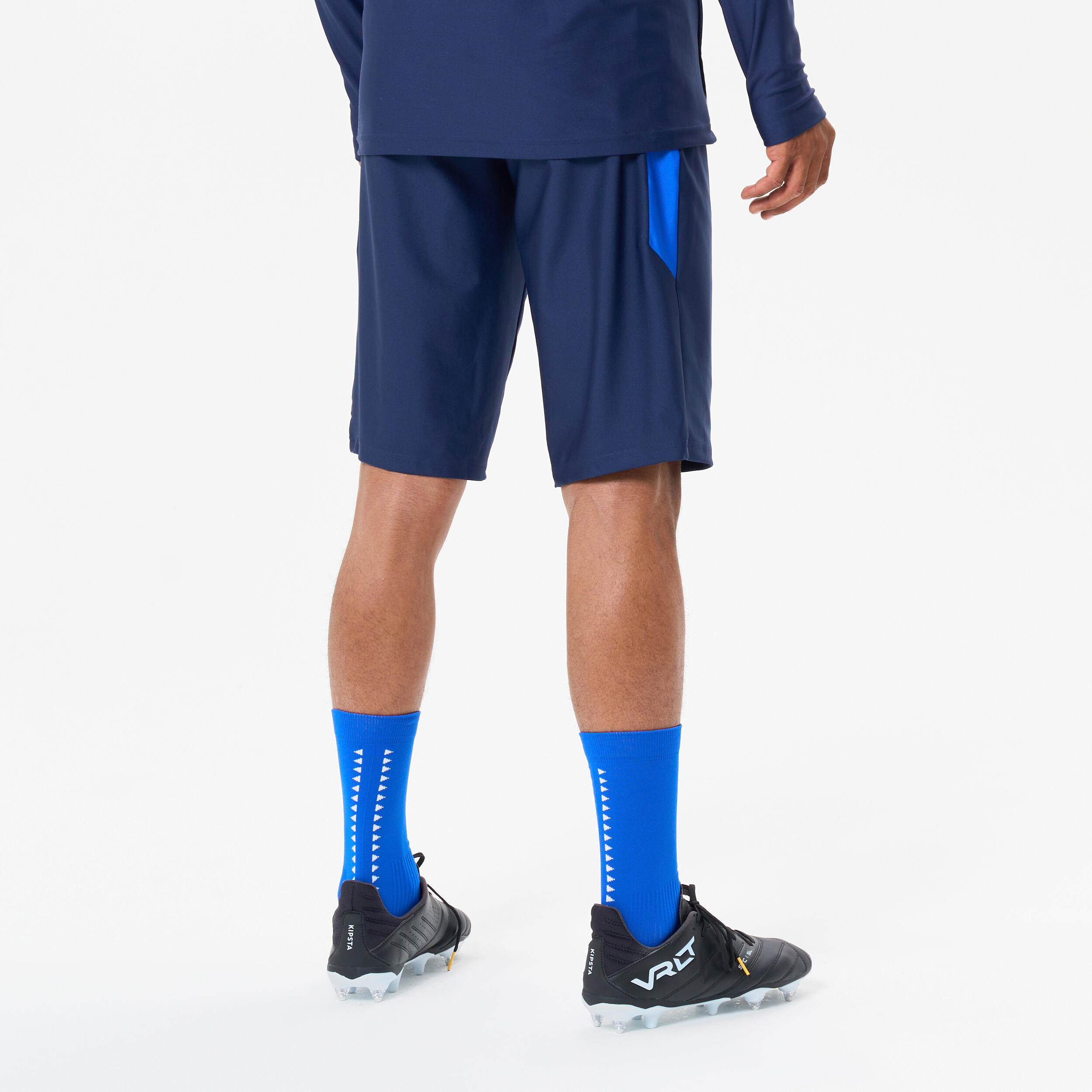 Lang voetbalbroekje met ritszakken Viralto Club marineblauw 4/5