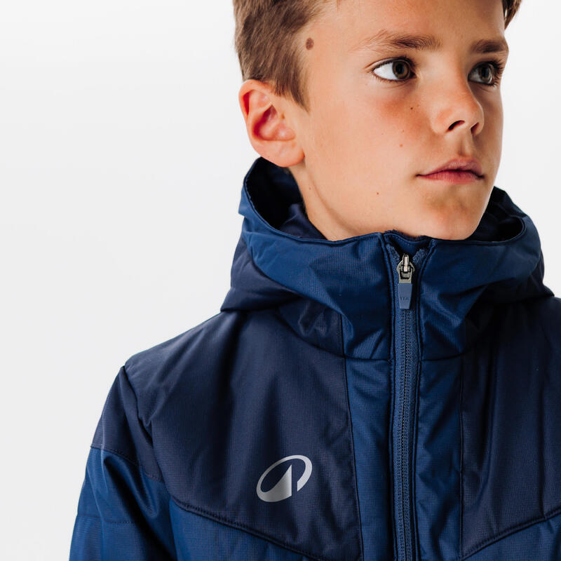 VESTE CHAUDE DE FOOTBALL COURTE ENFANT BLEUE MARINE