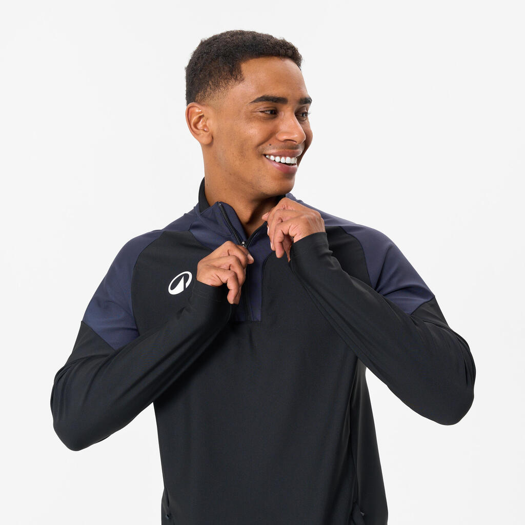 Siva in zelena majica z dolgimi rokavi 1/2-zip VIRALTO PXL