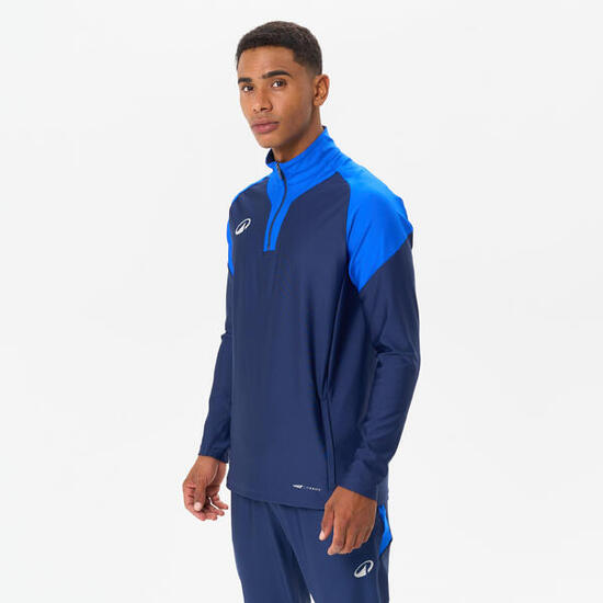Sweat de football 1/2 zip viralto club marine et bleu.