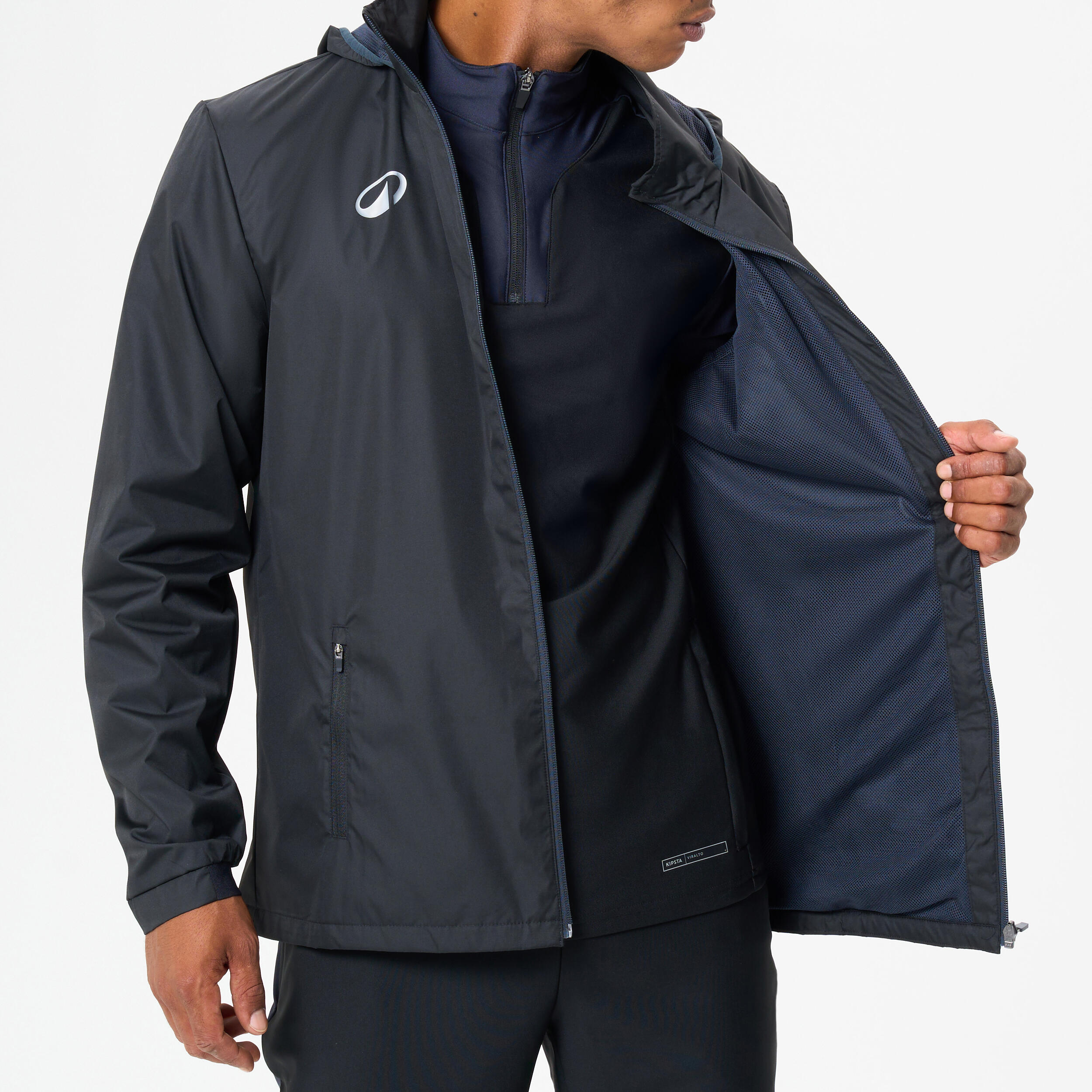 Rainproof Football Jacket Viralto Club - Black 6/8