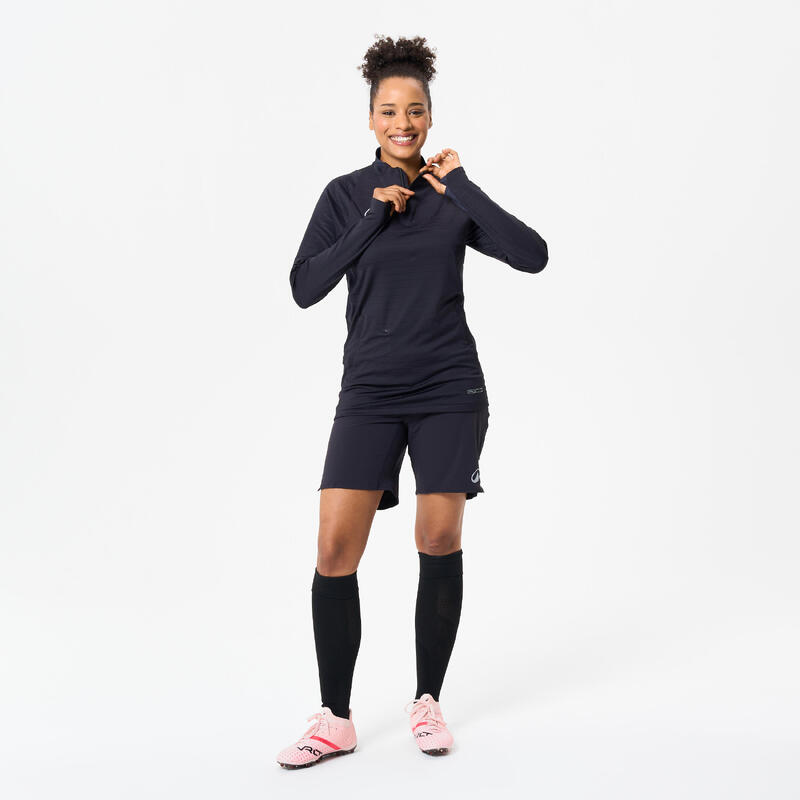 Trainingspak met shirt met 1/2 rits voor voetbal voor volwassenen CLR zwart