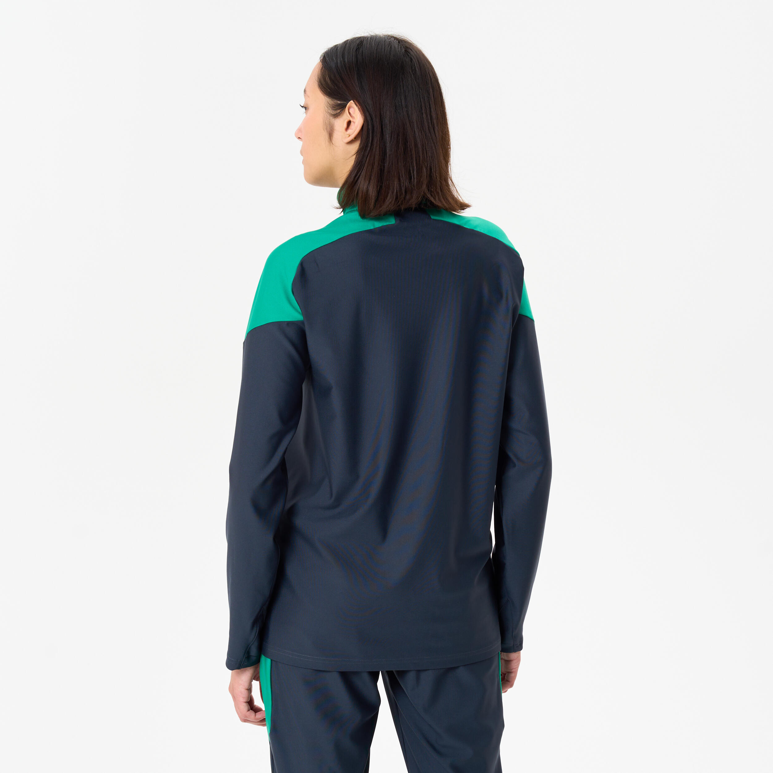 Sudadera de fútbol 1/2 cremallera VIRALTO CLUB gris carbono y verde 5/20