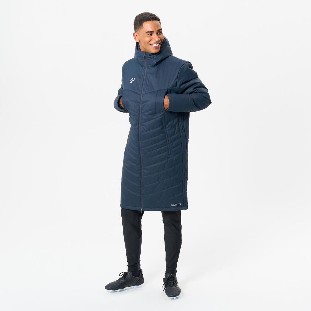 Dlhá futbalová bunda (parka) pre dospelých čierna