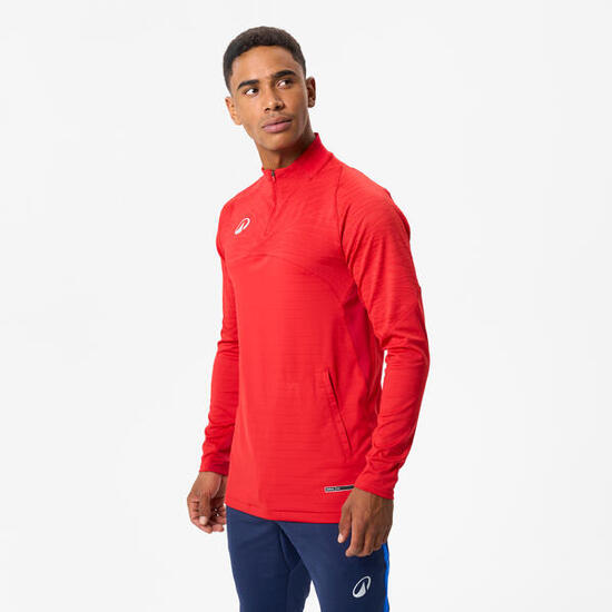 Sweat 1/2 zip CLR club rouge