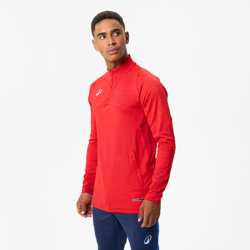 Trainingspak met shirt met 1/2 rits voor voetbal voor volwassenen CLR rood