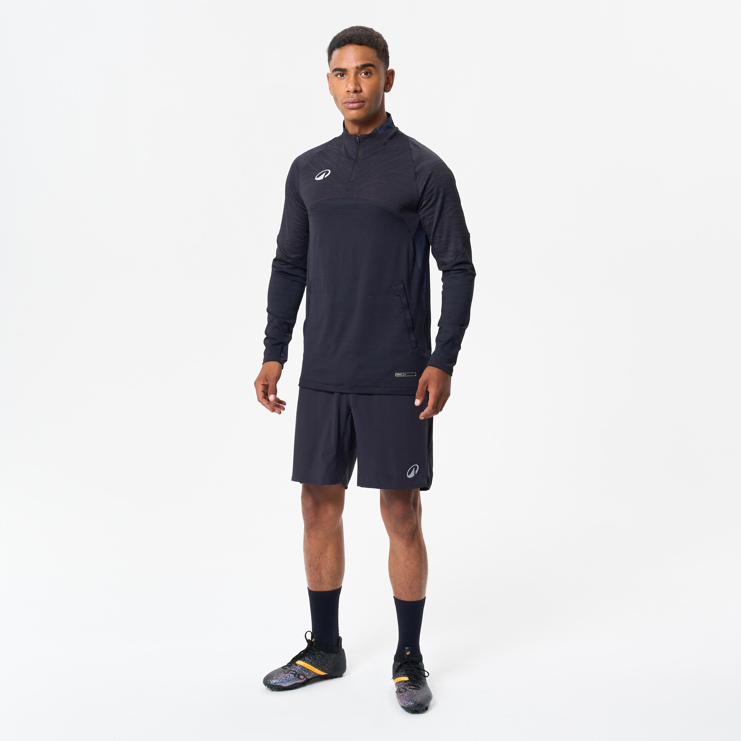 Sweatshirt de Futebol com 1/2 Fecho Adulto CLR CLUB Preto 8/8