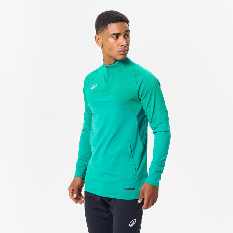 Trainingspak met shirt met 1/2 rits voor voetbal voor volwassenen CLR groen