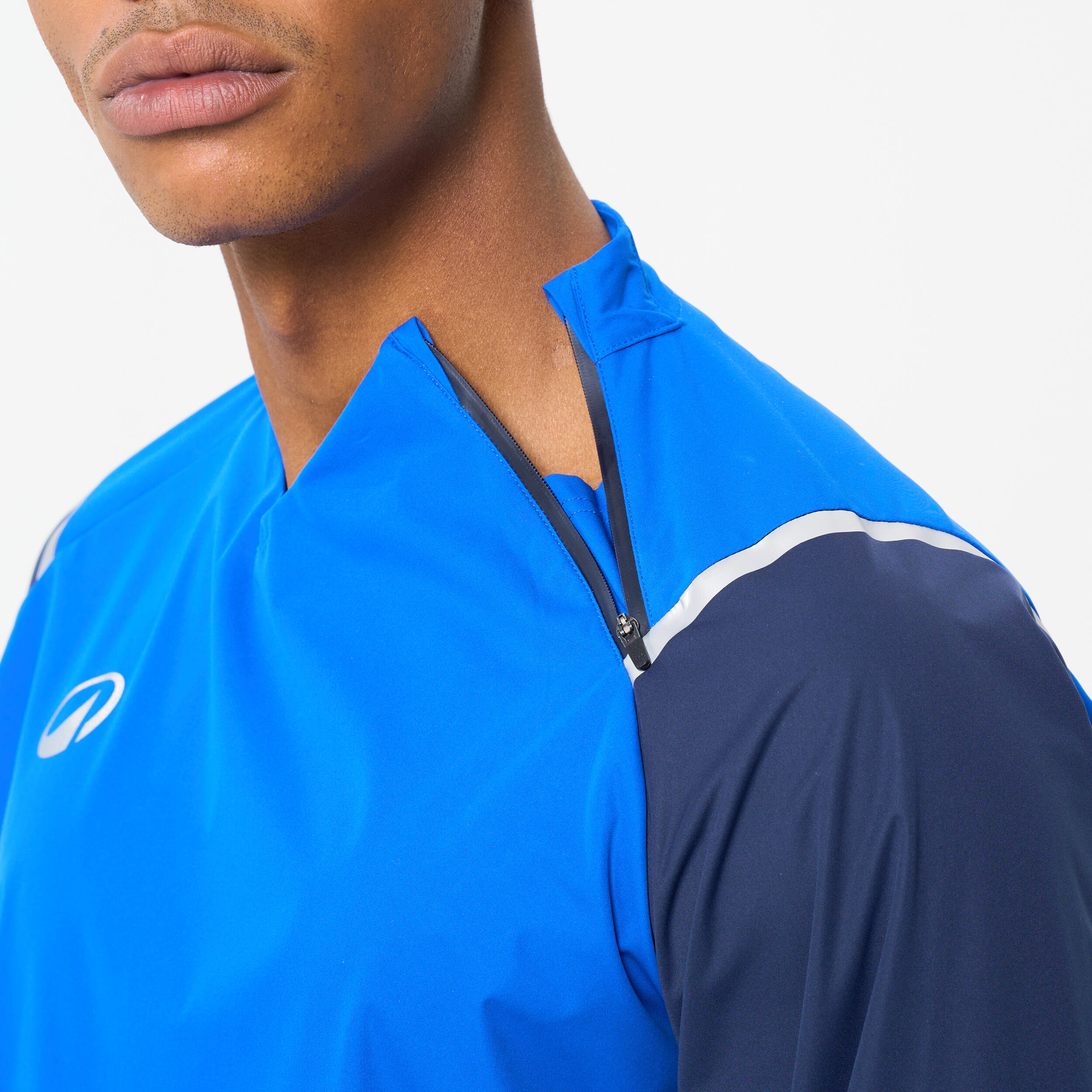 Coupe vent de football imperméable adulte T500 bleu 3/7