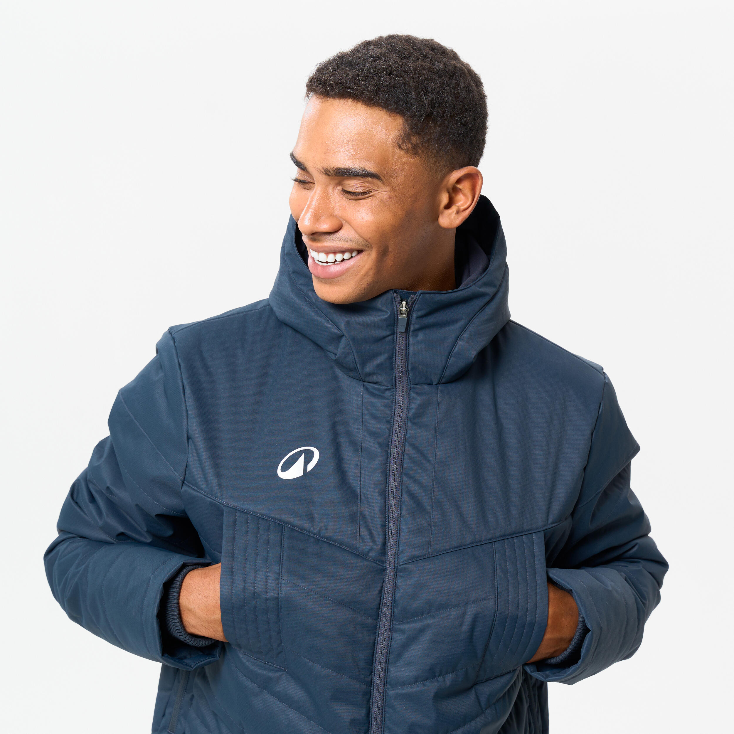 Adult Long Football Parka Coat - Dark Blue - Decathlon