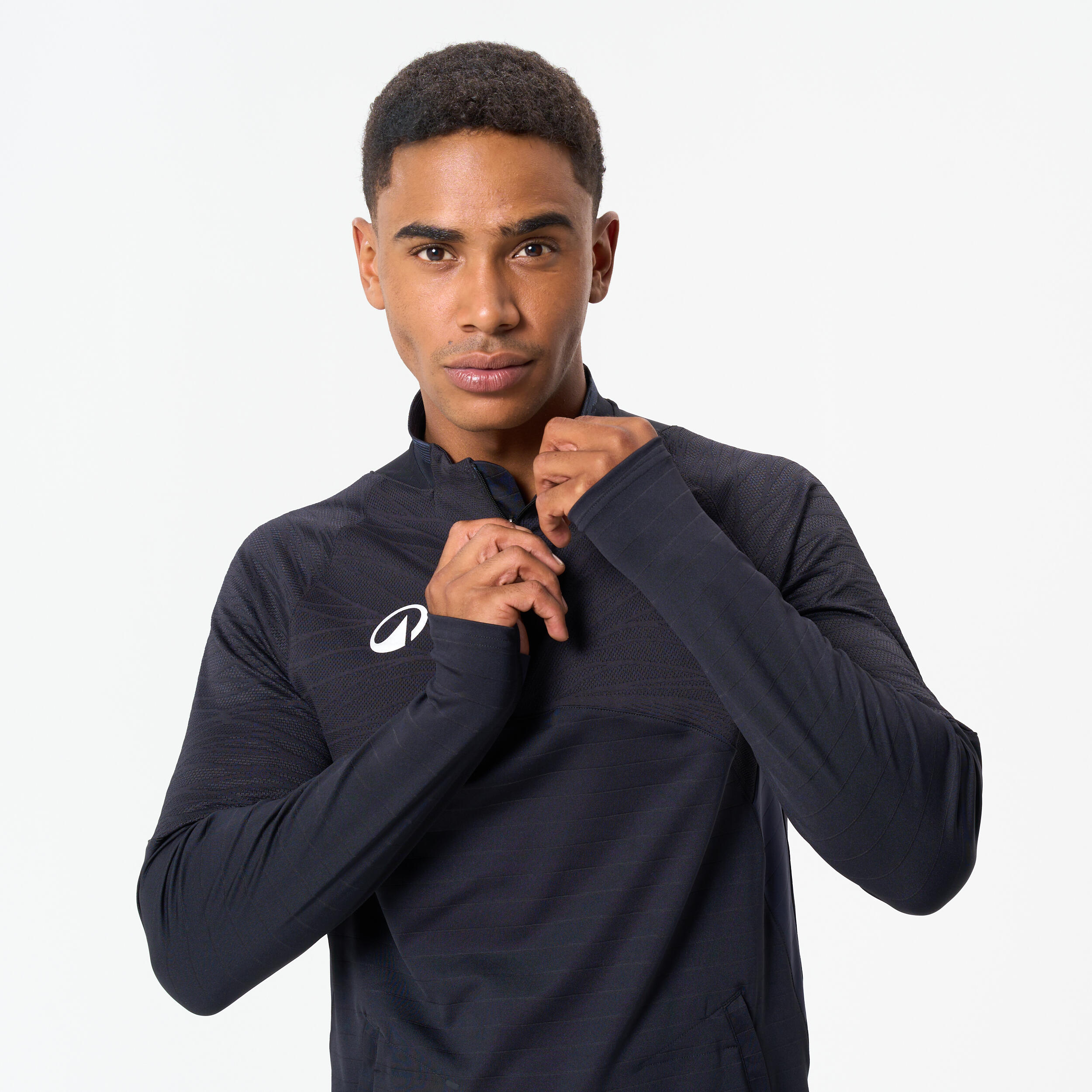 Sweatshirt de Futebol com 1/2 Fecho Adulto CLR CLUB Preto 3/8