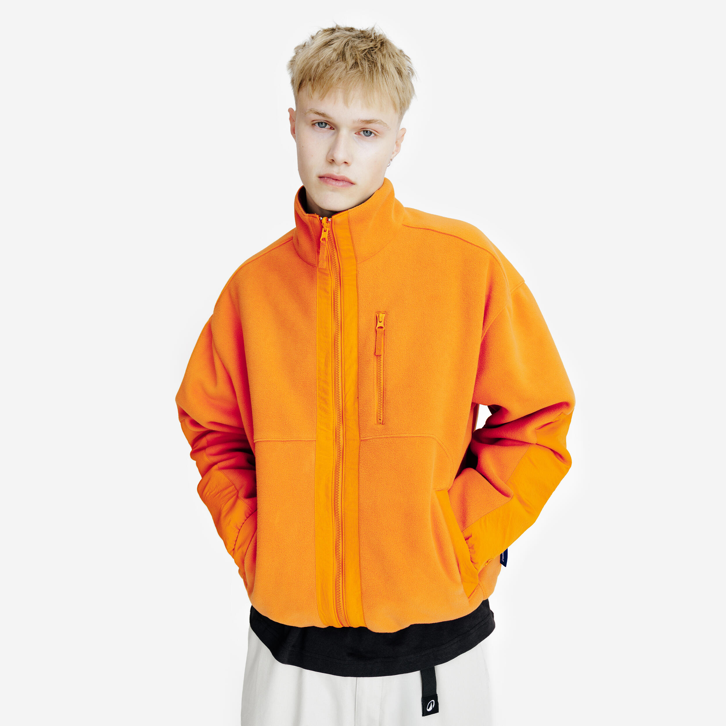DECATHLON Fleecejacke Herren wendbar - orange