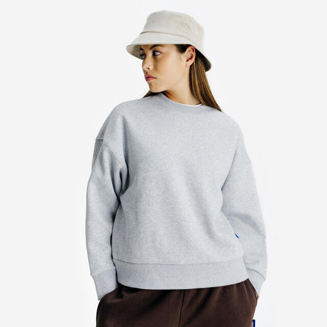 Sudadera de cuello redondo mujer, Elementals, gris jaspeado