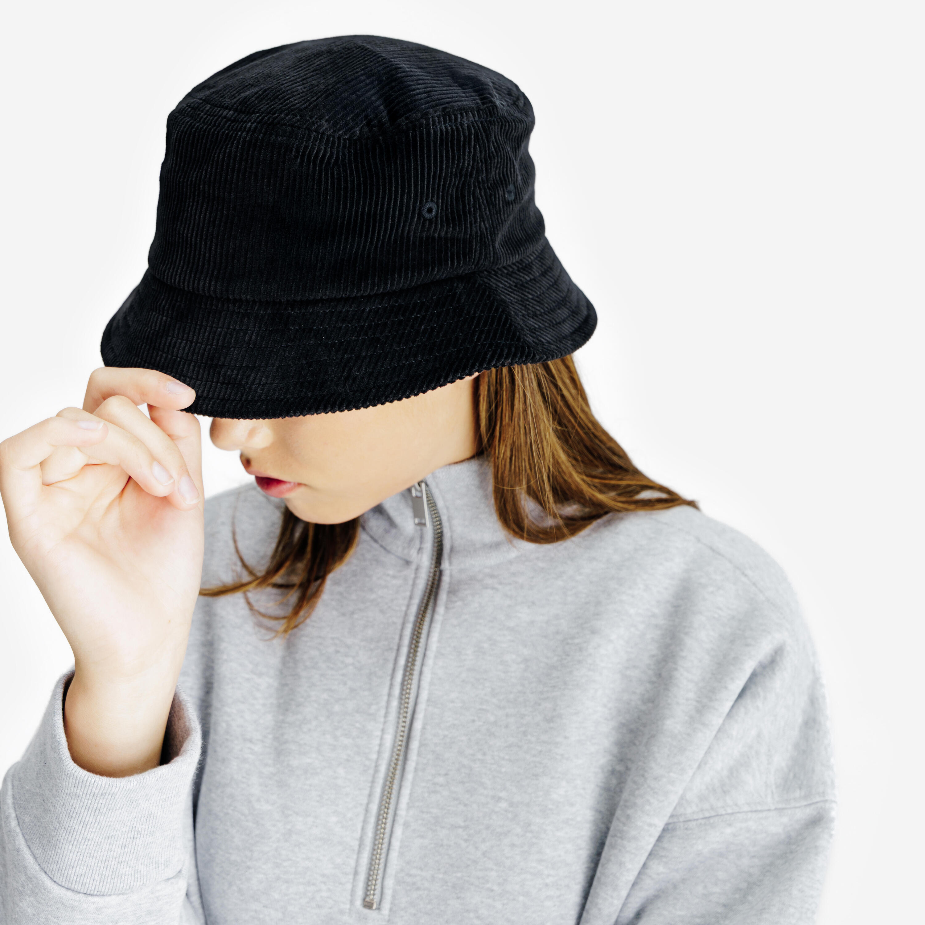 Bucket Hat/Fischerhut aus Cordstoff, schwarz 2/6