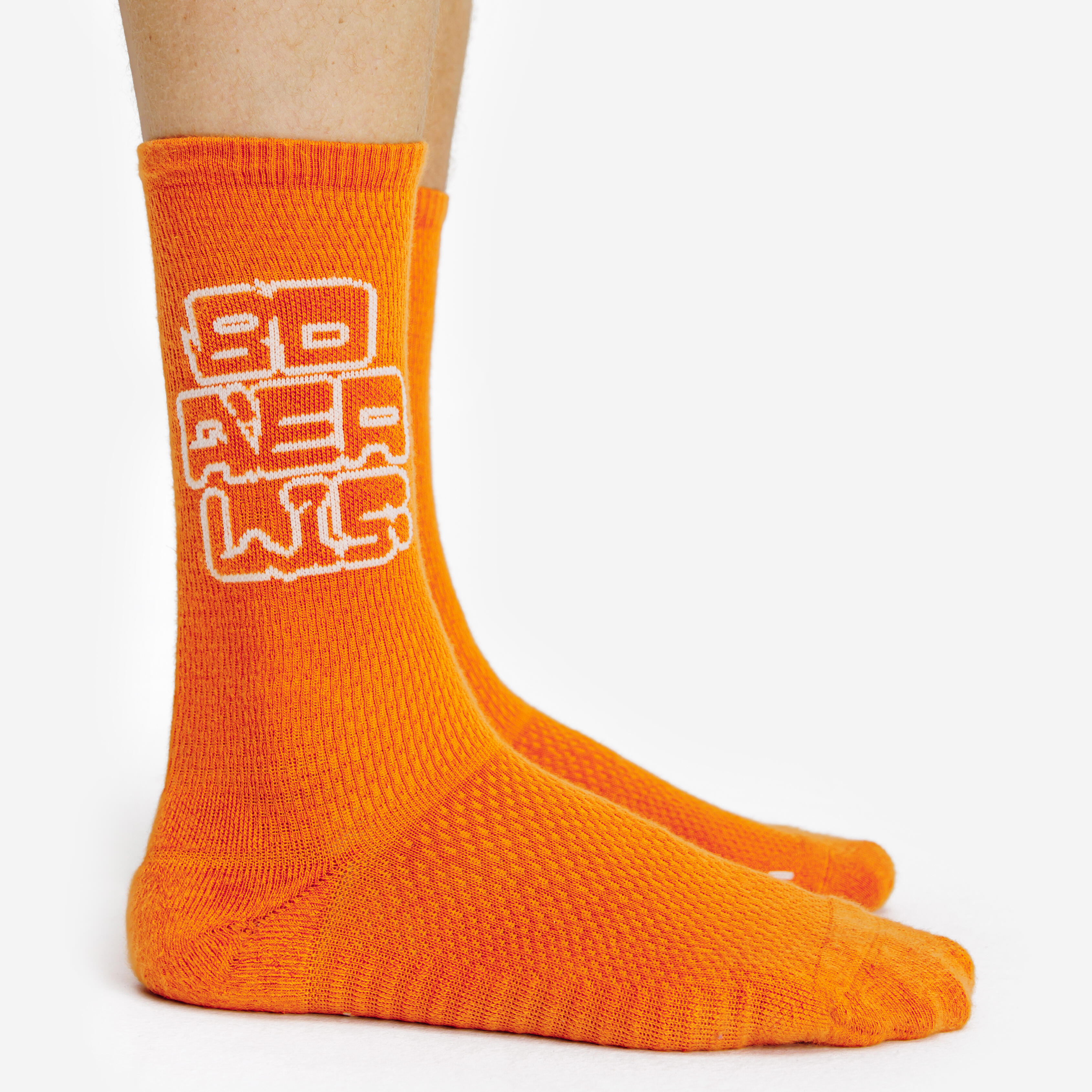 Mid-Calf Socks 2-Pack Black Orange White Khaki