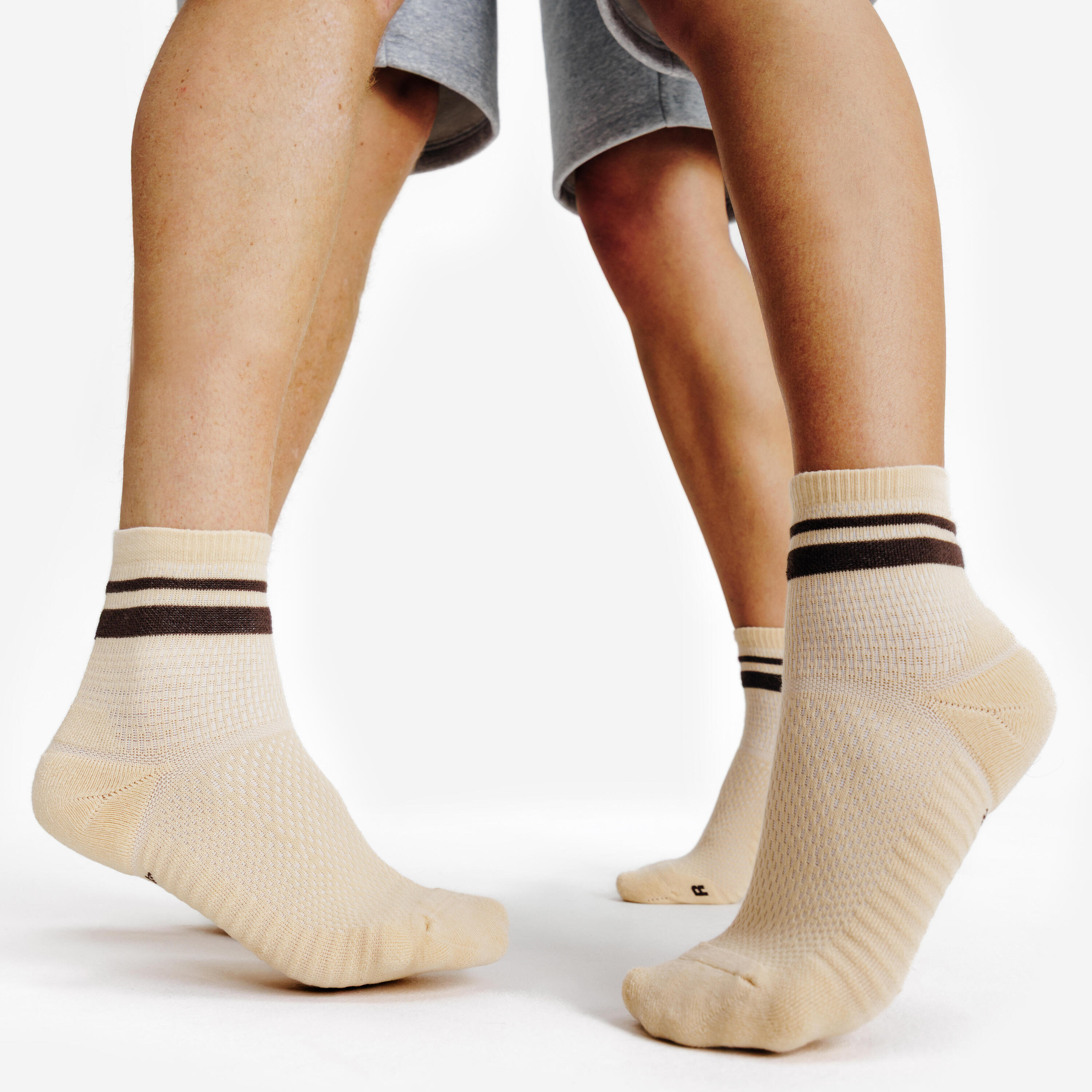 Chaussettes cheville, violet beige gris, lot de 3 7/7