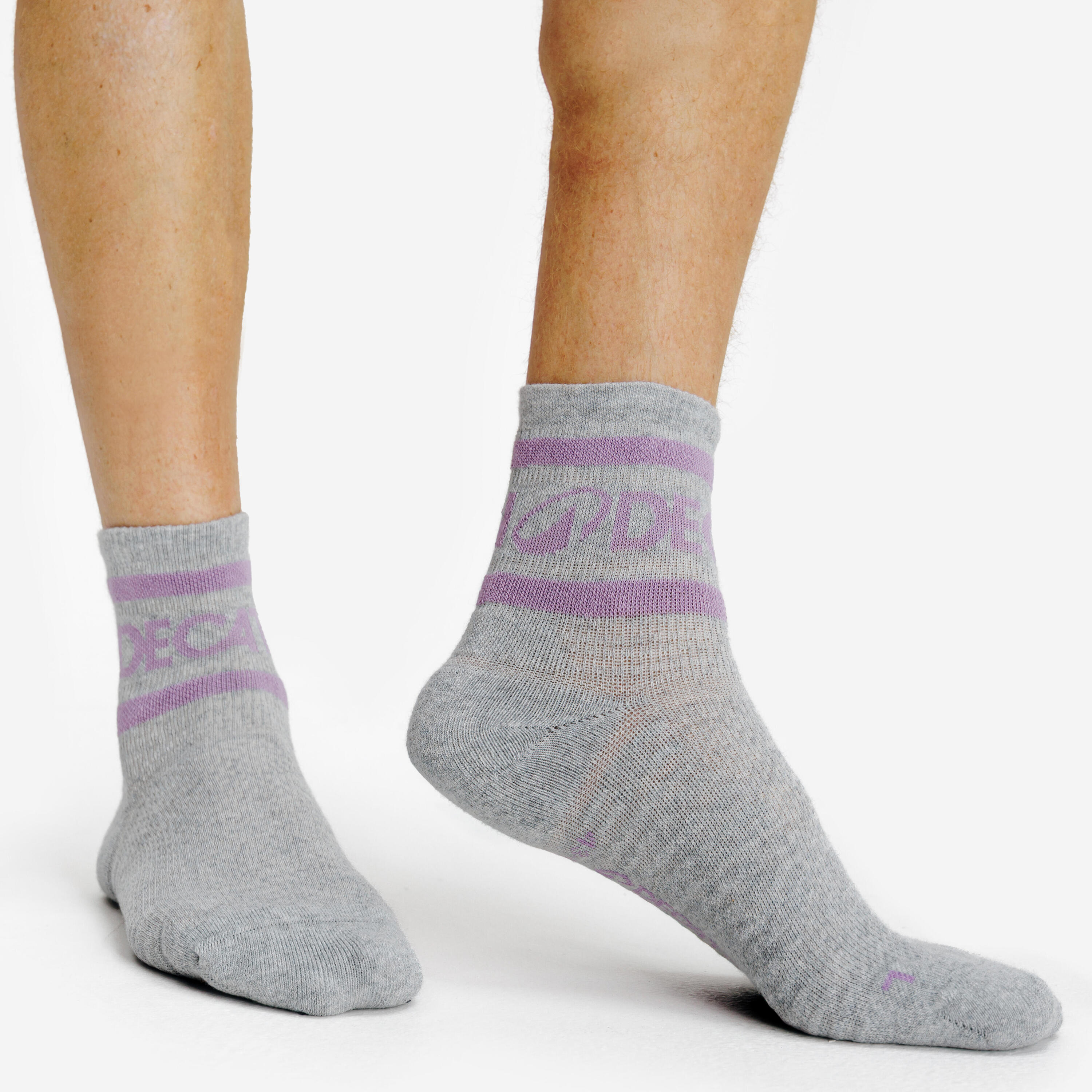 Chaussettes cheville, violet beige gris, lot de 3 6/7
