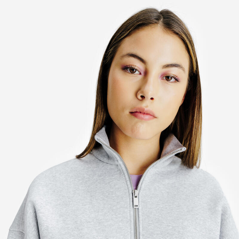 Kadın Fermuarlı Sweatshirt - Gri - Elementals