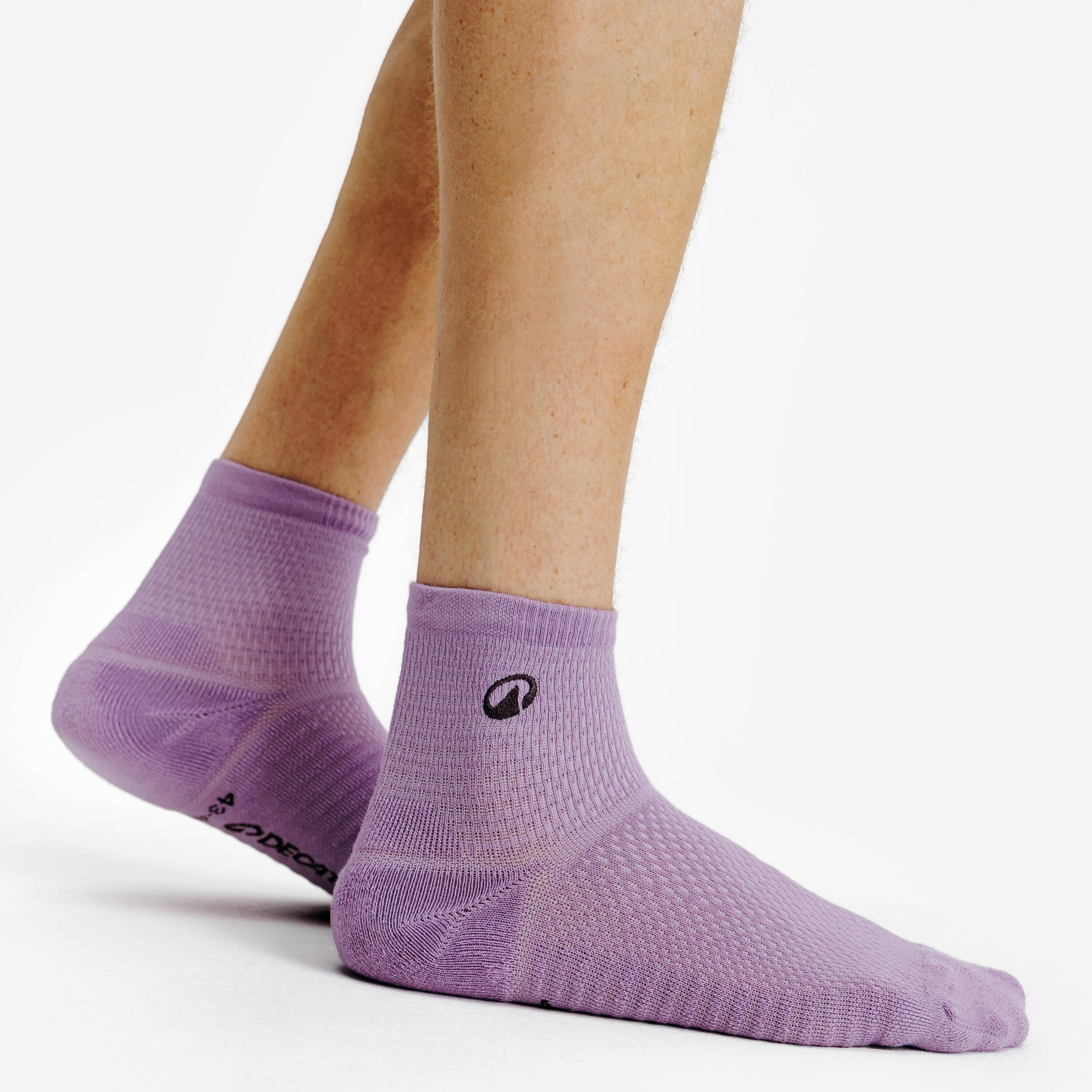 Ankle socks, purple beige grey, pack of 3 -  5